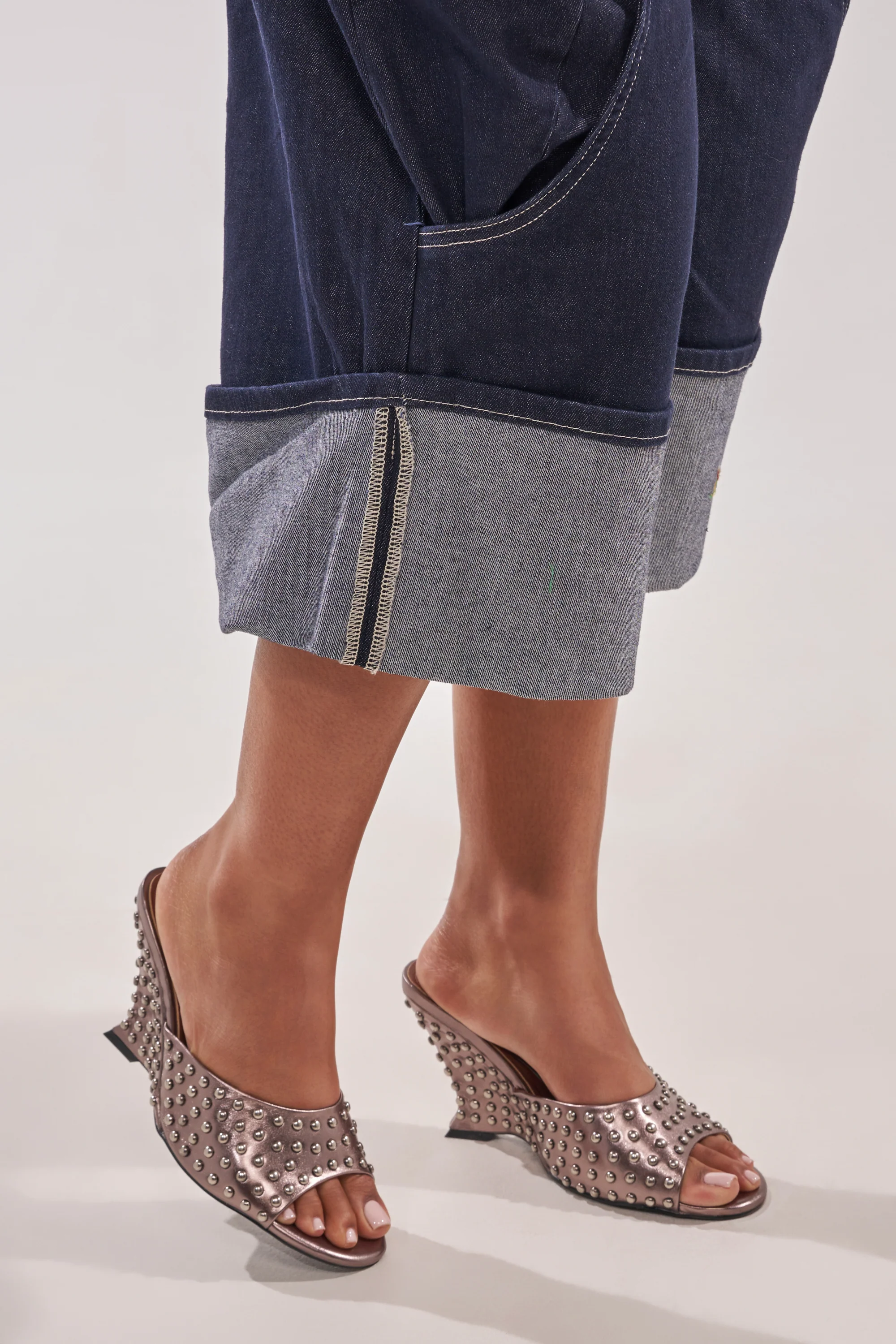 AZALEA WANG FABRON PEWTER EMBELLISHED WEDGE SANDAL - Akira Store