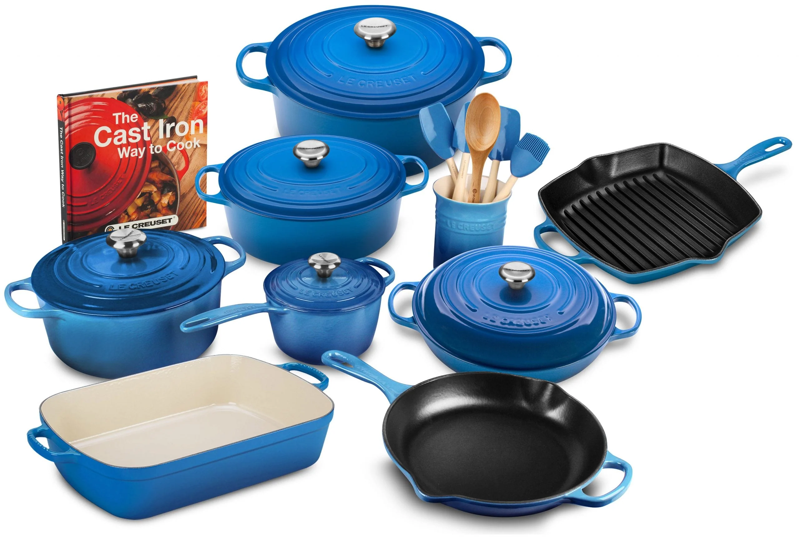 Batterie de cuisine 20 pièces en fonte Signature, poêle de 26 cm, casserole de 1,75 litre avec couvercle
