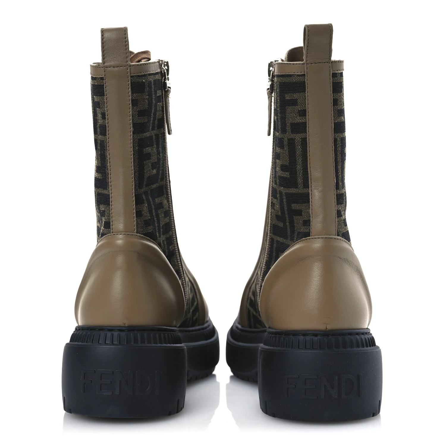 Fabric Jacquard Vitello FF Domino 50mm Biker Boots 41 Tobacco Black Sand