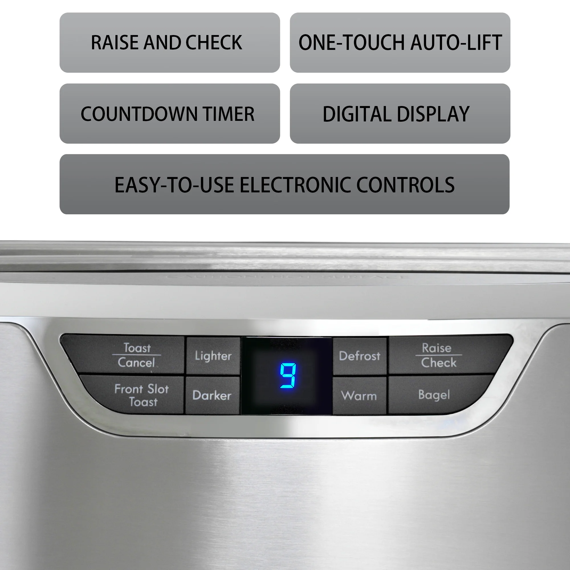Elite 4-Slice Toaster with Auto Lift, Long Slot, Stainless Steel, Digital Controls, Extra Wide Slots - Image 4