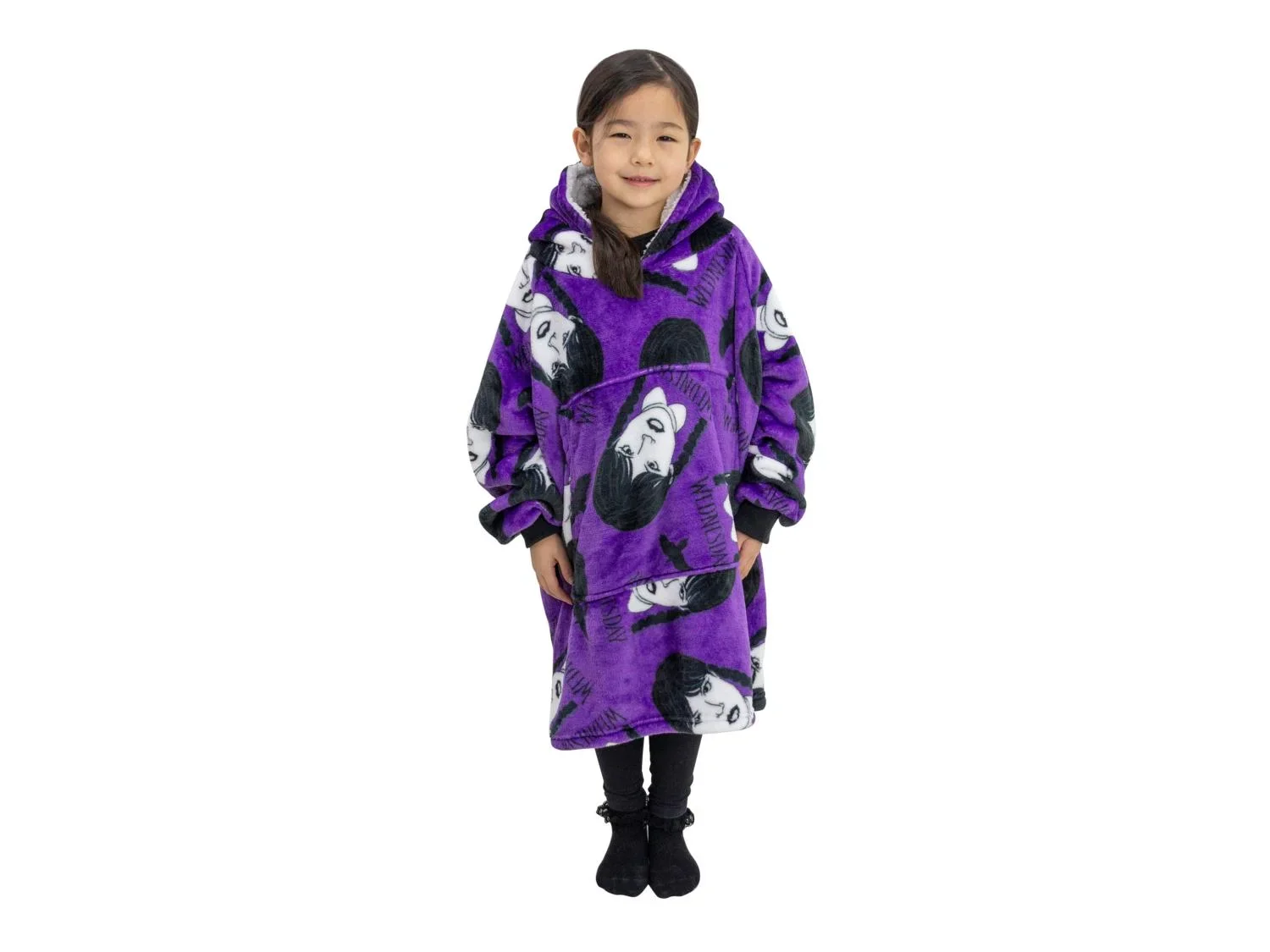 Couverture polaire  capuche pour enfant, Wednesday