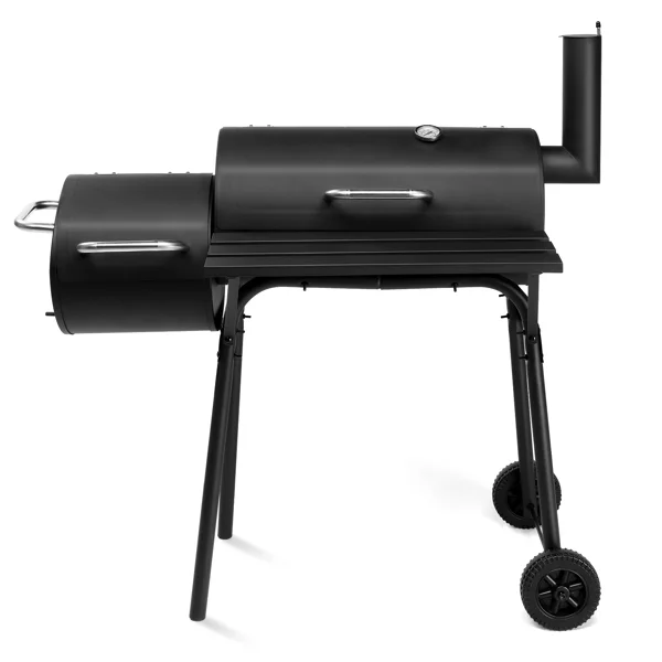 Barrel Charcoal Grill with Offset Smoker, Heavy-Duty Metal, Large Cooking Area, Mobile with Wheels for Backyard/Patio Gatherings - Image 8
