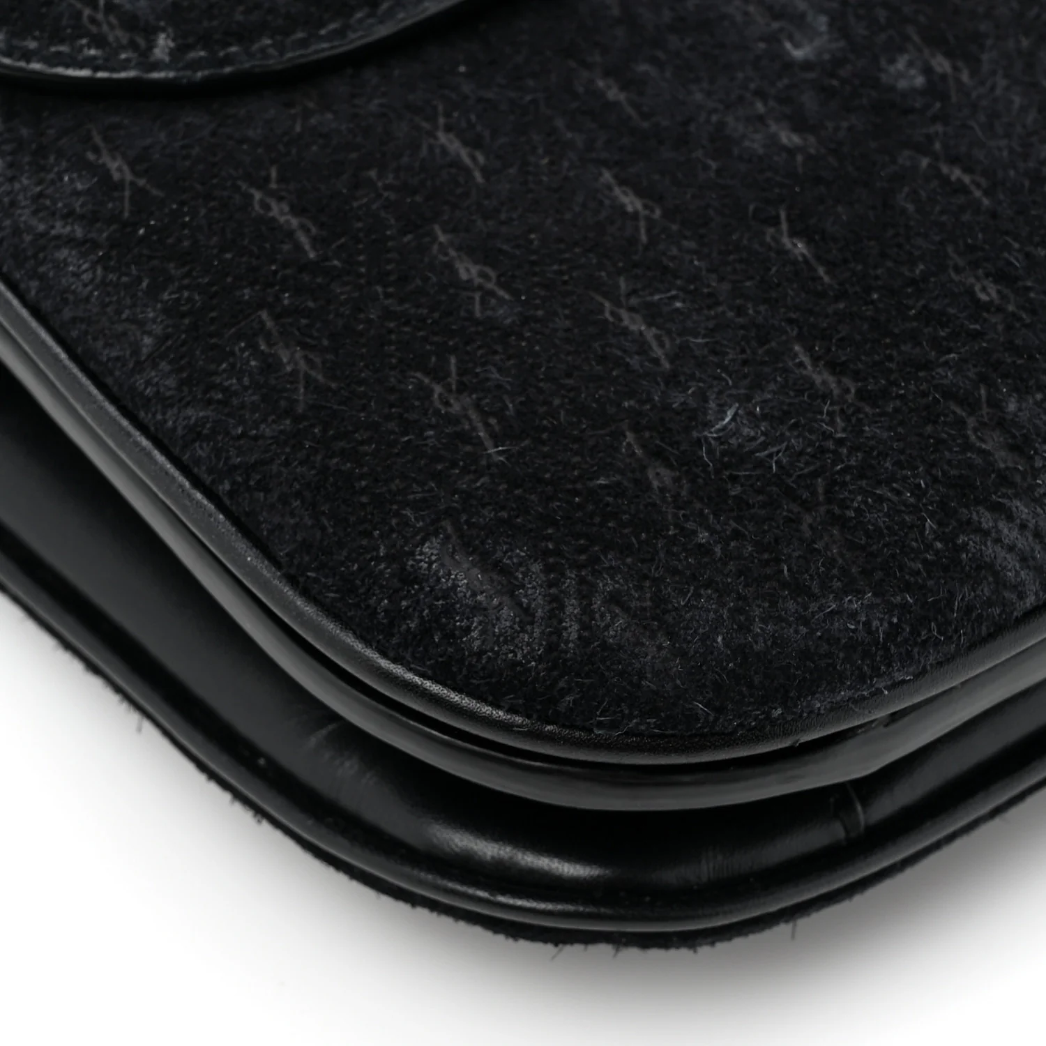Suede All-Over Monogram Small Le Monogramme Satchel Black