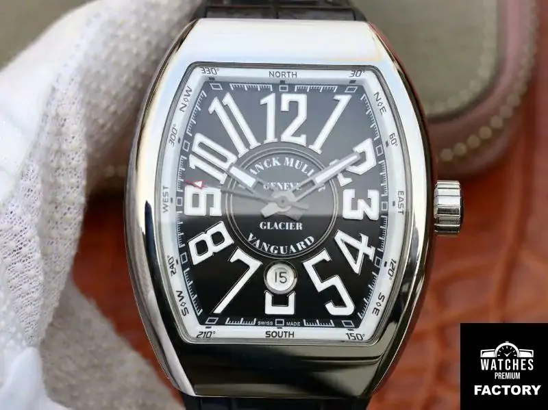 Franck Muller Vanguard V45-04 Black Leather Strap Black Dial