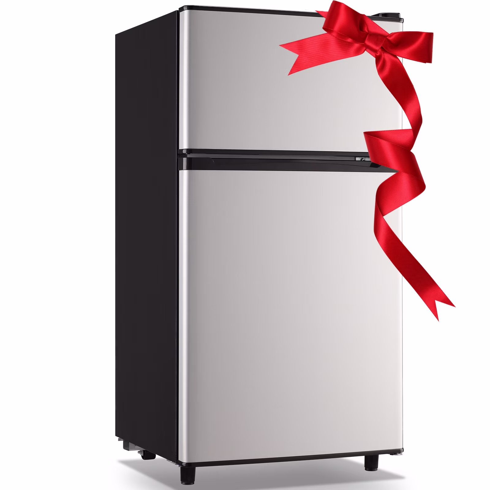 3.5 Cu.ft Fridge with Freezer 2 Door Compact Refrigerator Adjustable Thermostat Silver New(Silver)