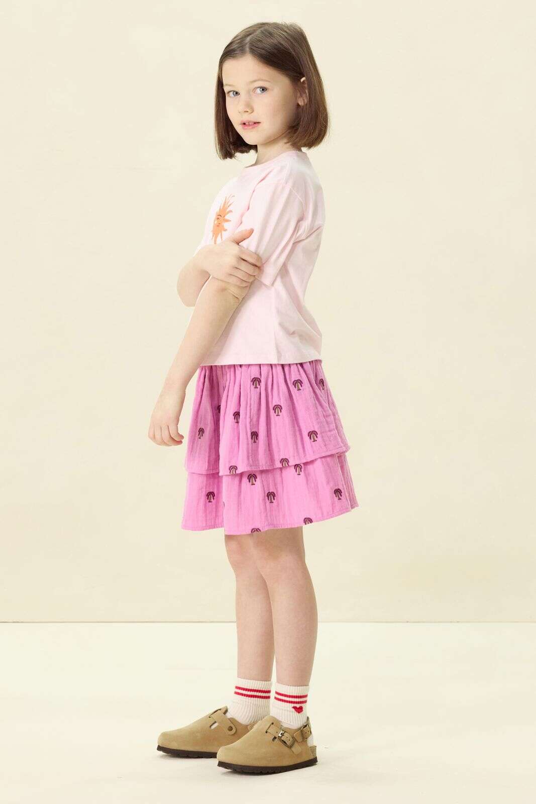 Lichtroze oversized T-shirt met artwork