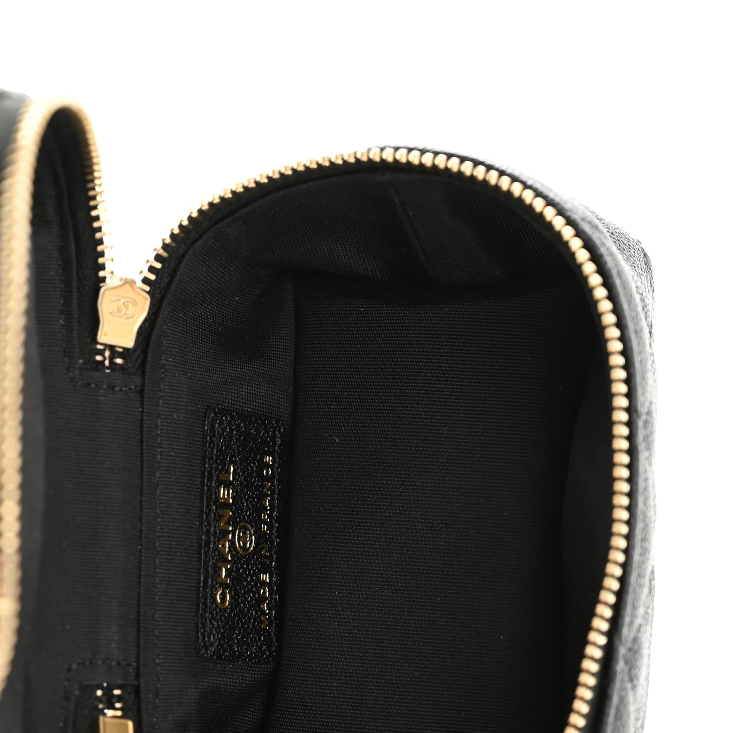 Caviar Quilted Mini Top Handle Vanity With Chain Black