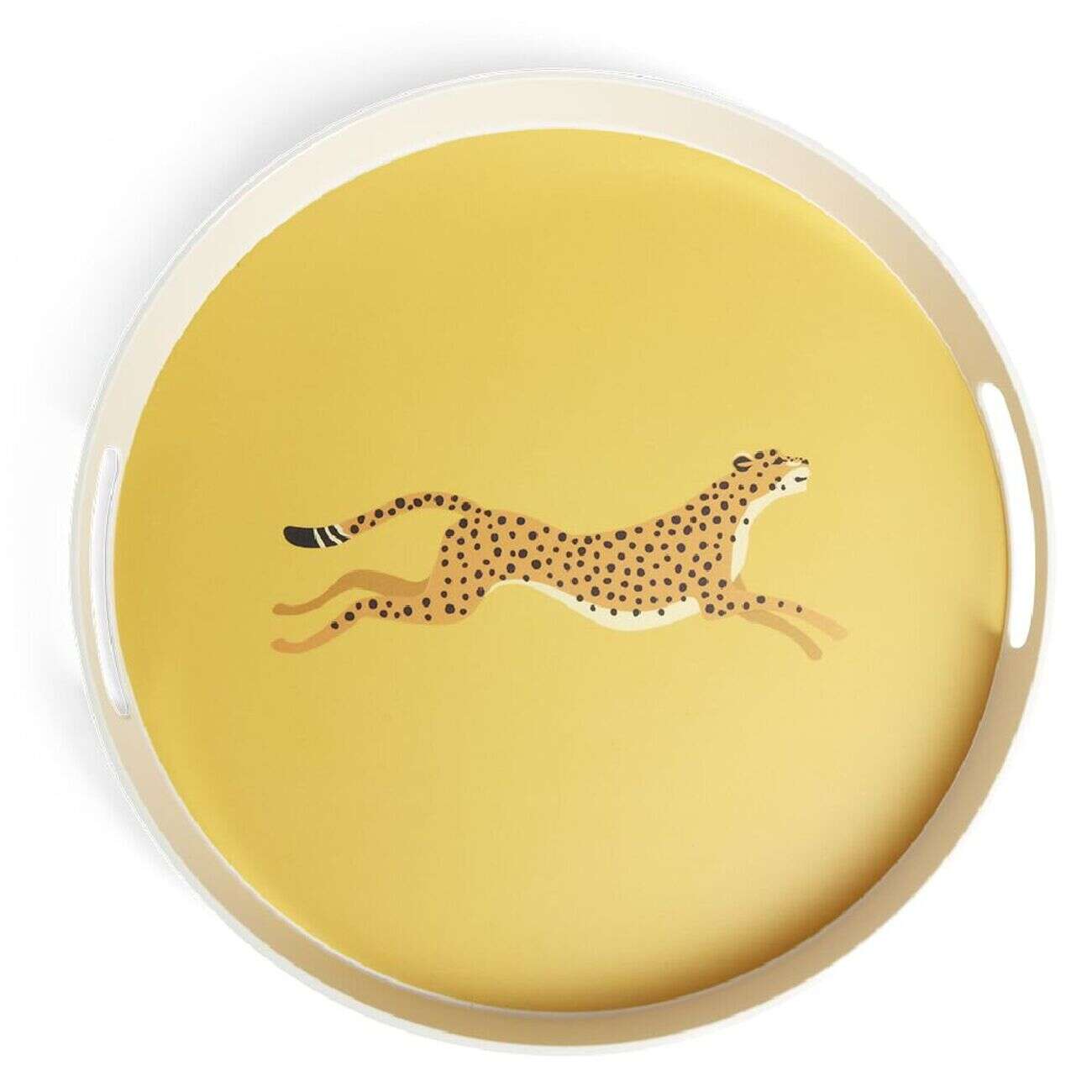 Plateau rond léopard mélaminé jaune Ø34,5xH4,1cm