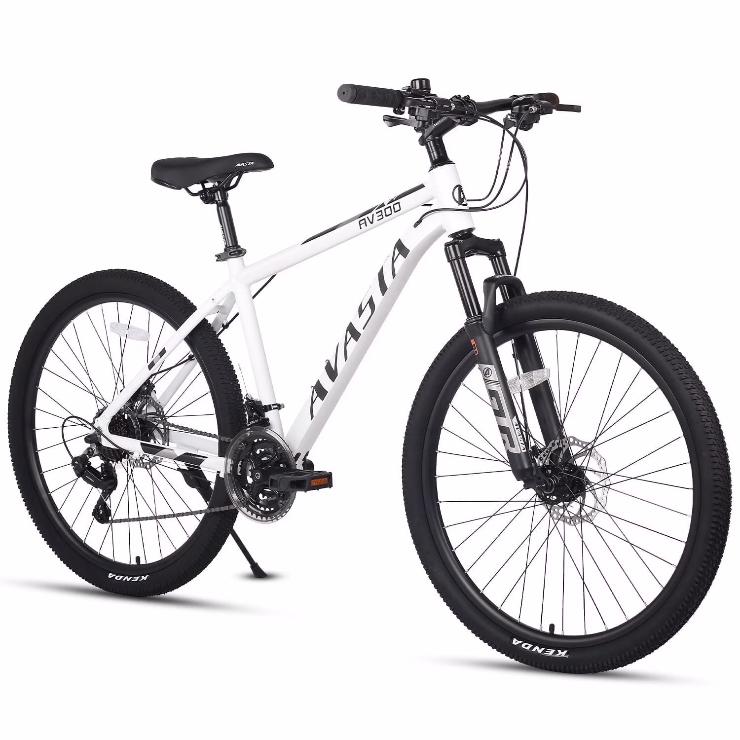 AVASTA AV300 27.5 inch Mountain Bike with 21-Speed，Aluminum Frame, Dual Disc Brake, Comfortable Saddle,White