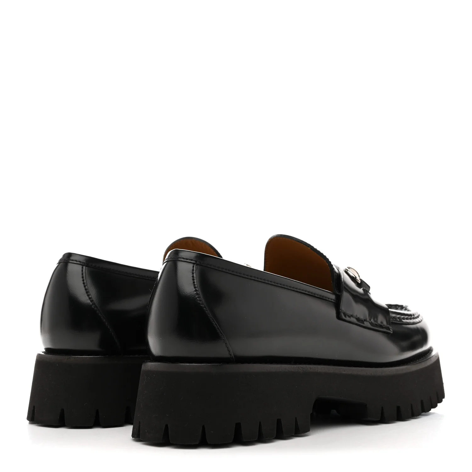 Cordovan Lux Womens Horsebit 45mm Platform Loafers 39.5 Black