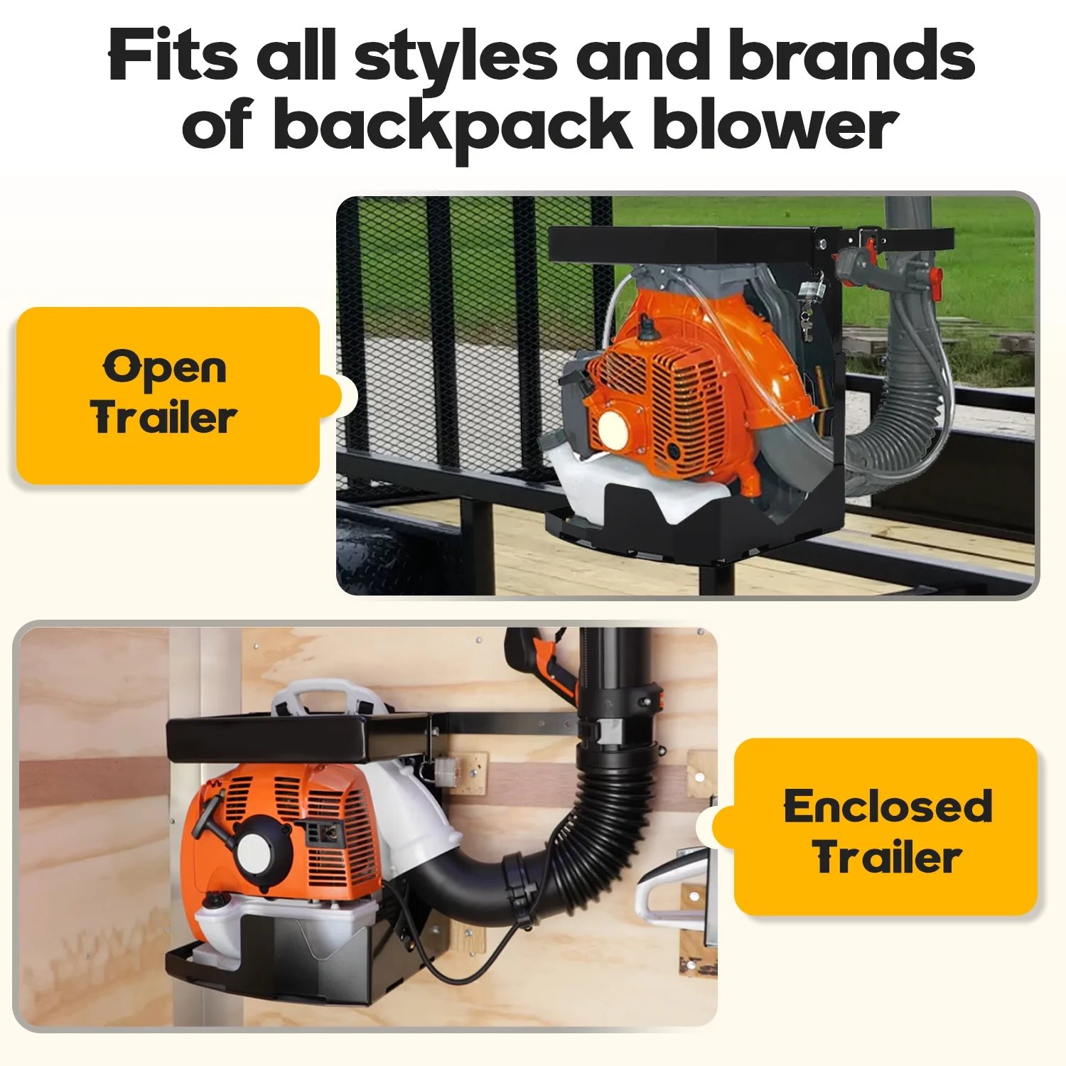 Backpack Blower Rack Holder with Lock Fit for Backpack Leaf Blowers Fit for Open and Enclosed Landscape Trailer Truck Adjustable - Image 3