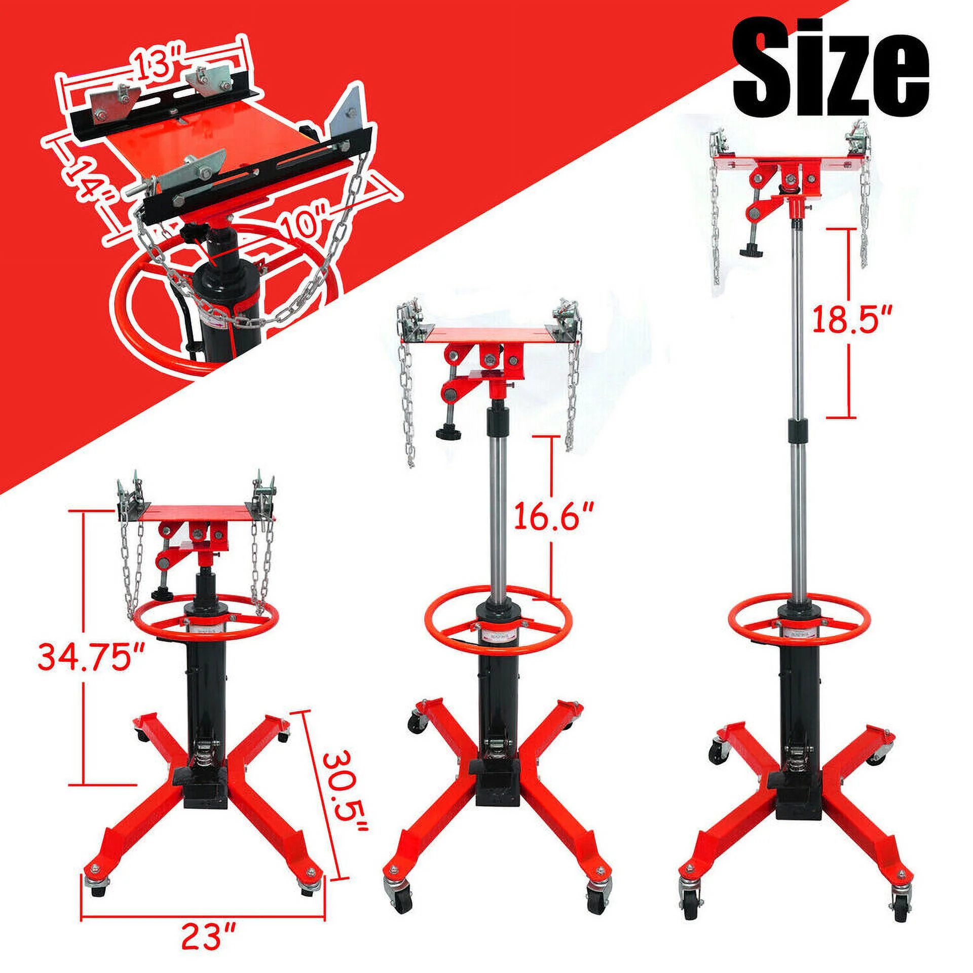 Transmission Jack 3/4 Ton Hydraulic 1660 LBS High Lift Floor Jack Stand Red - Image 8