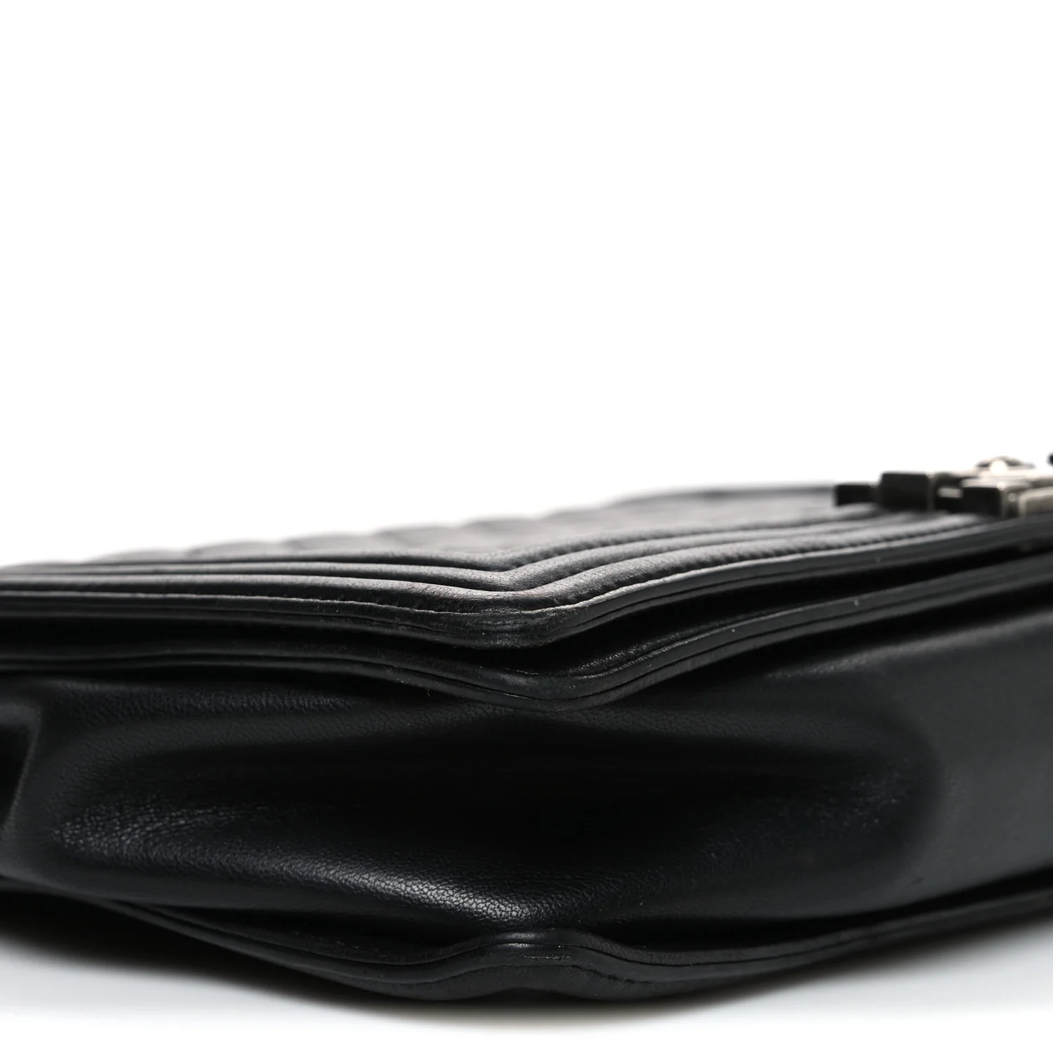 Lambskin Quilted Large Boy Flap Black