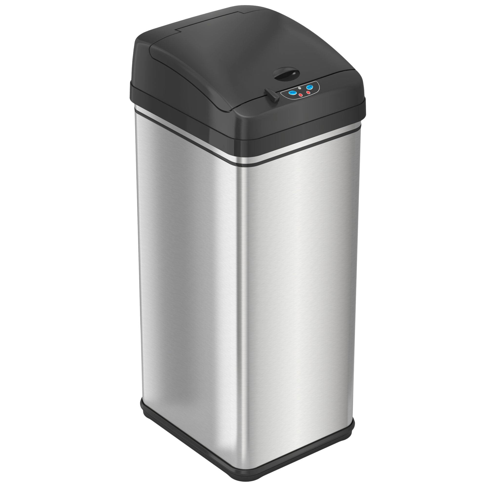 iTouchless Pet-Proof Sensor Kitchen Trash Can with AbsorbX Odor Filter 13 Gallon Silver Stainless Steel