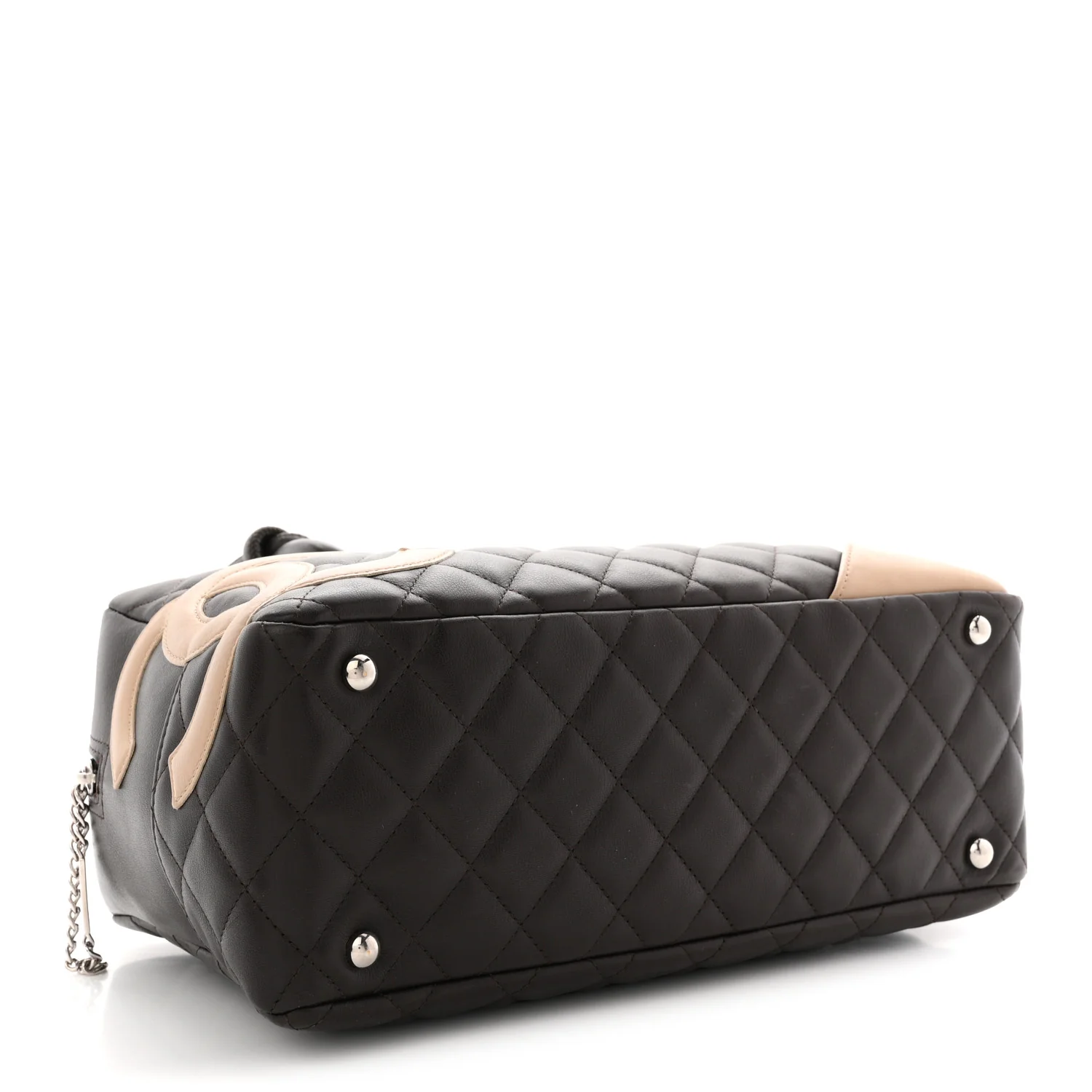 Calfskin Quilted Cambon Large Bowler Brown Beige