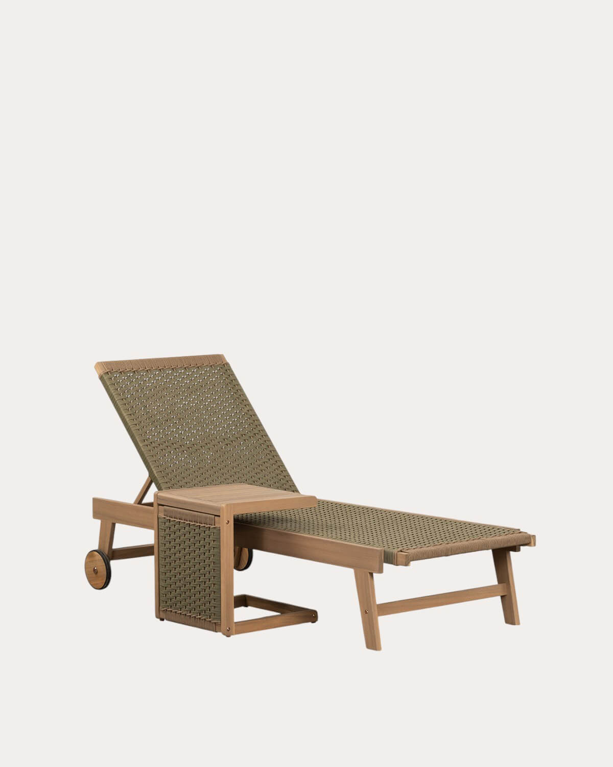 Mirle - Set de Tumbona y Mesa Auxiliar de Madera de Acacia y Cuerda (40x40 cm) Mirle