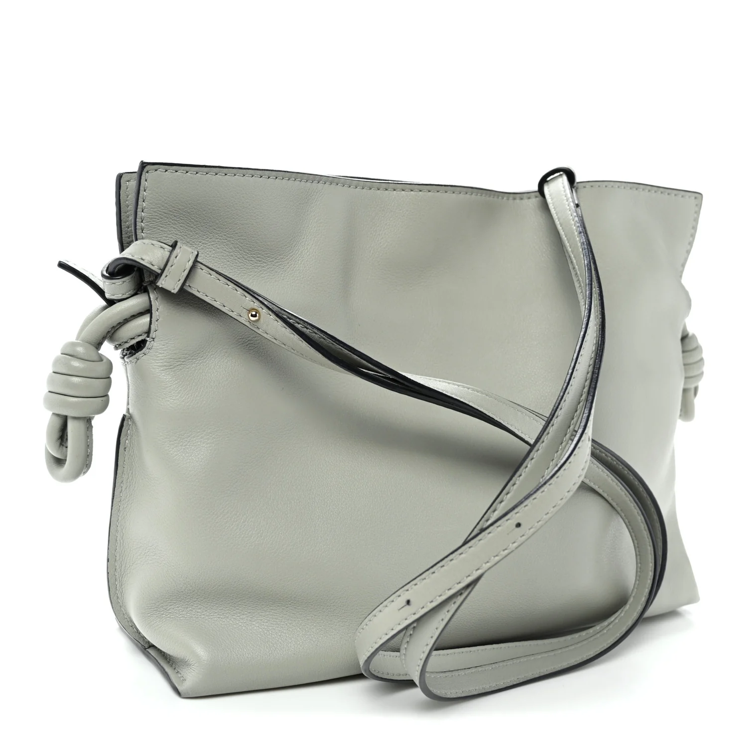 Calfskin Mini Flamenco Knot Clutch Ash Grey