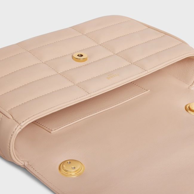 CHAIN SHOULDER BAG MATELASSE MONOCHROME CE IN QUILTED GOATSKIN NUD