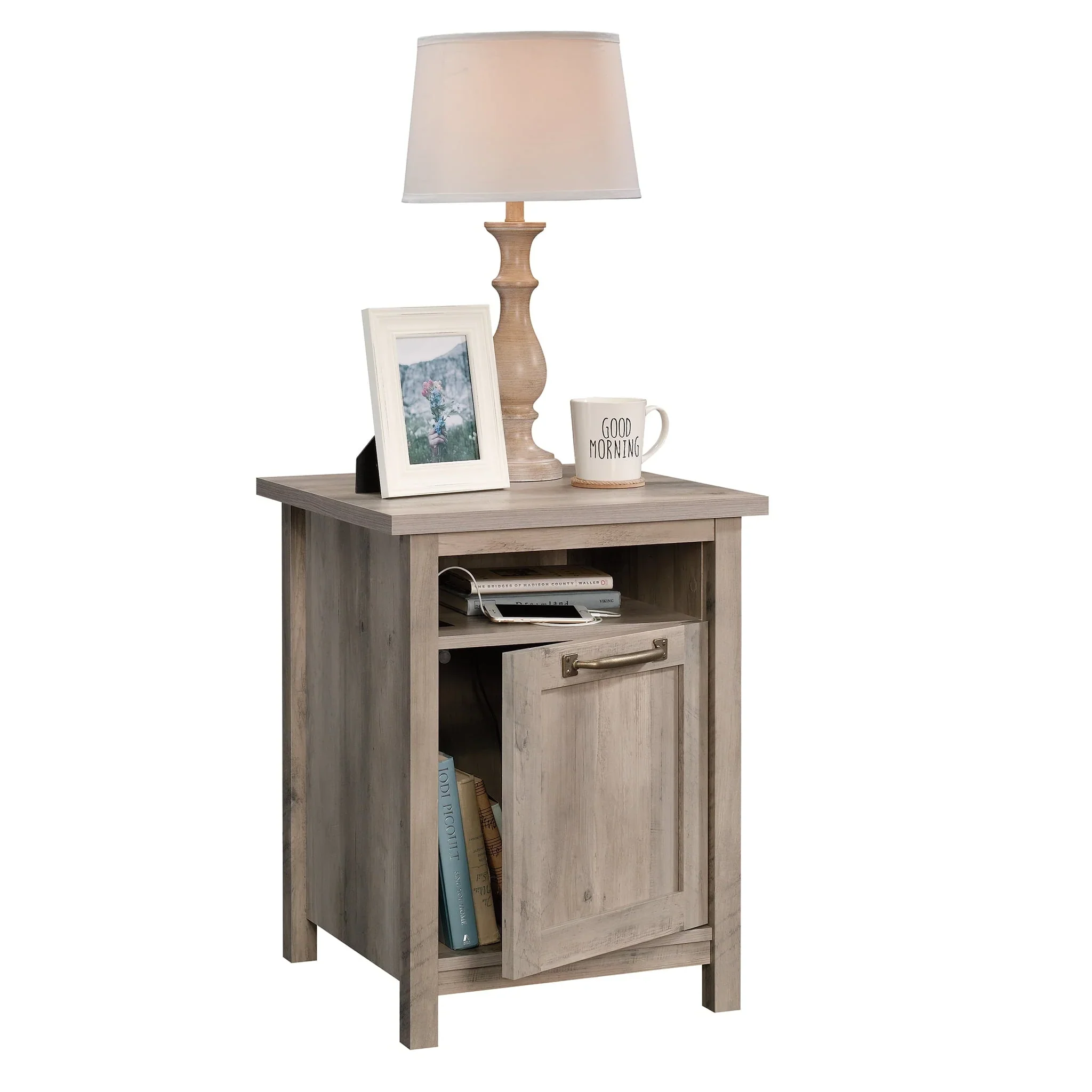 Better Homes & Gardens Modern Farmhouse USB Nightstand, Rustic Gray