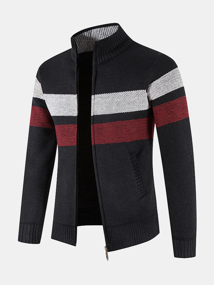Pull rayé à fermeture éclair