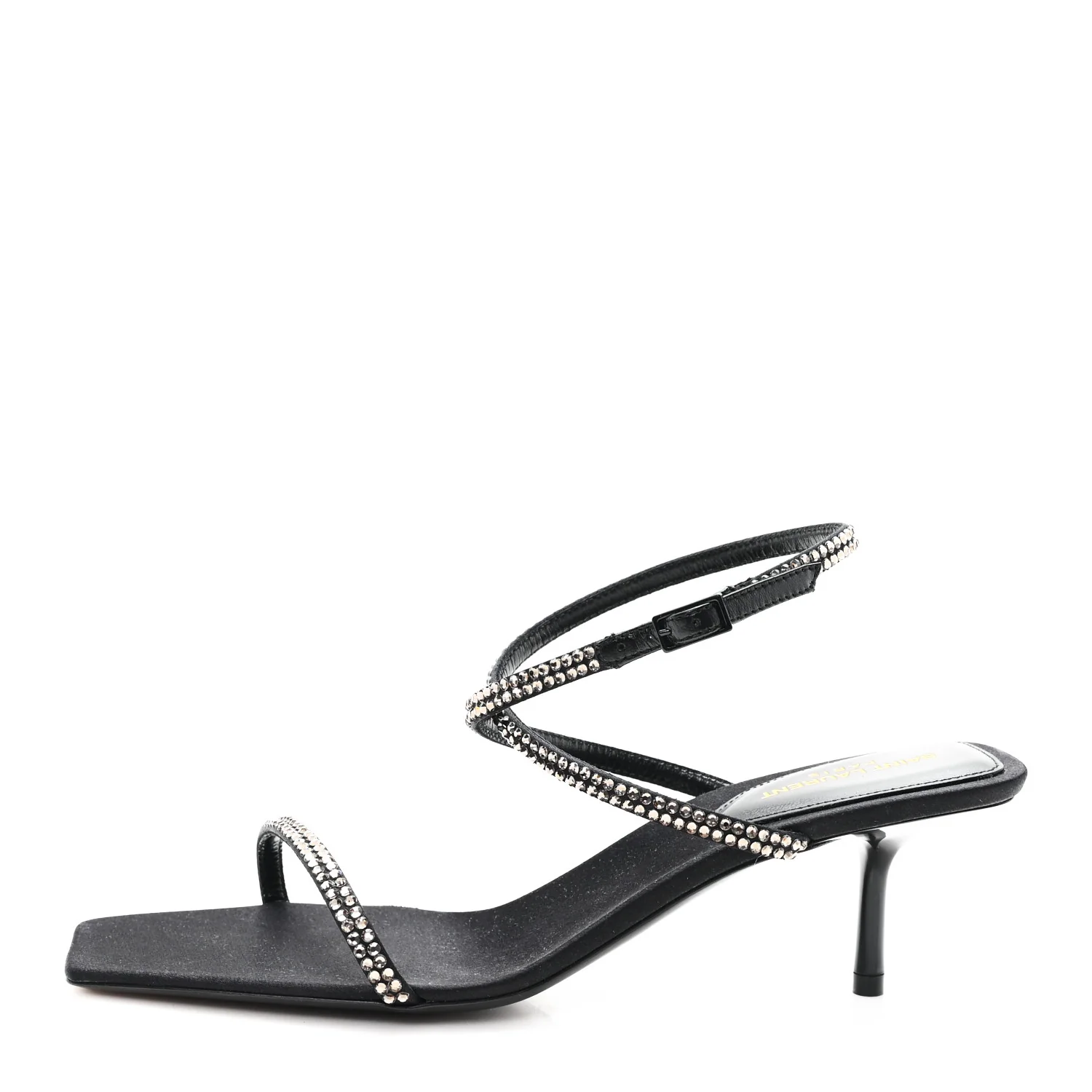 Crepe Satin Baliqua 55 Vett Ankle Strap Sandals 36.5 Black