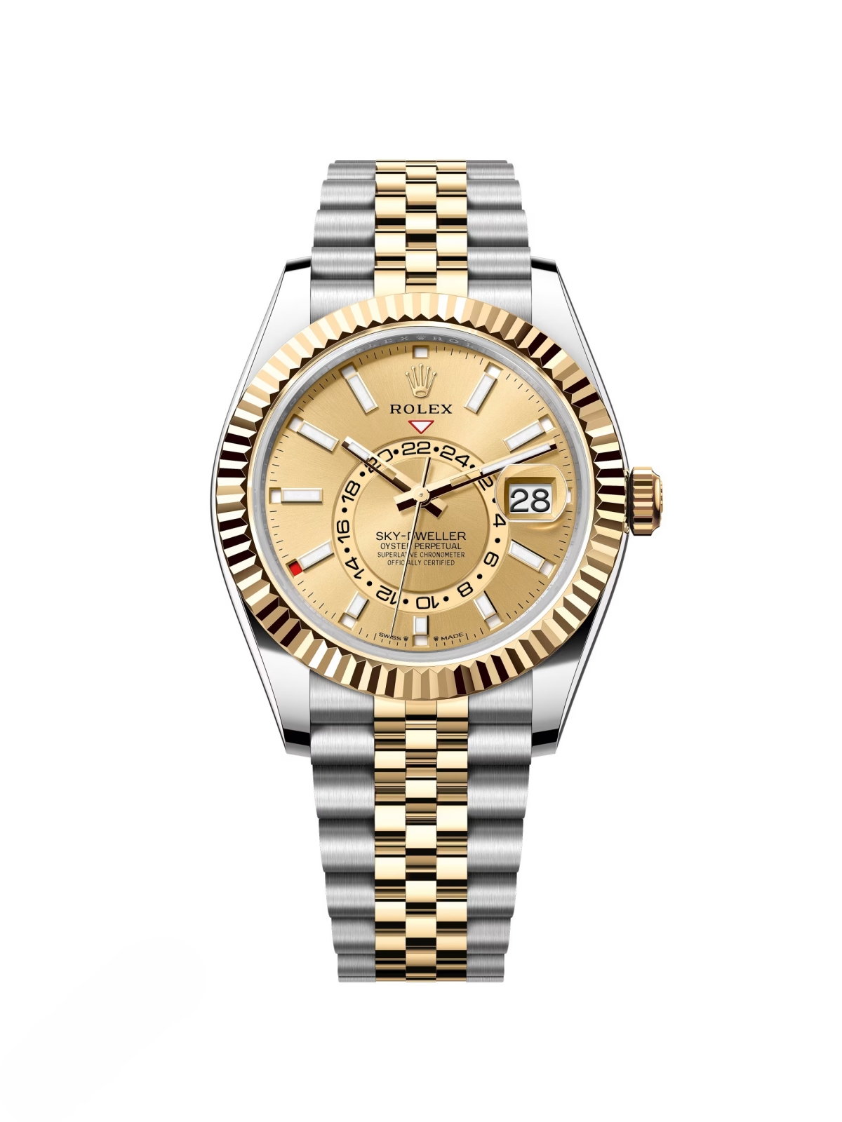 [Super Clone]RLX  Sky-Dweller 42mm Two-Tone Yellow Gold Champagne Dial Jubilee - 336933 - New 2025