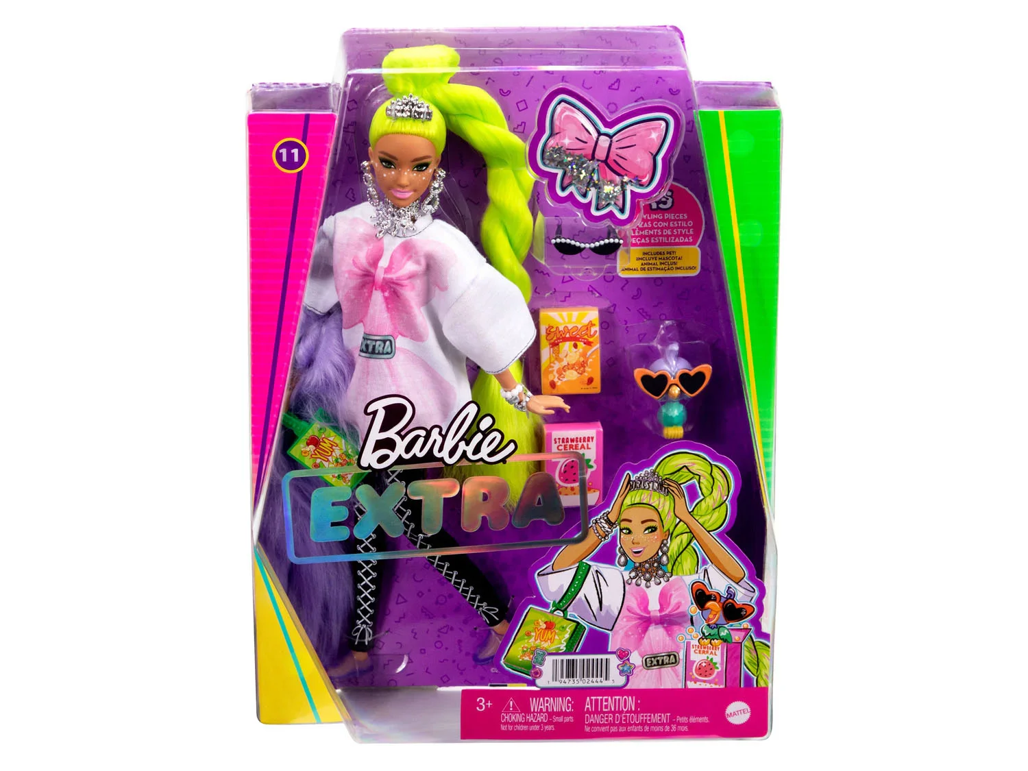 Barbie Poupe Extra avec des cheveux vert fluo