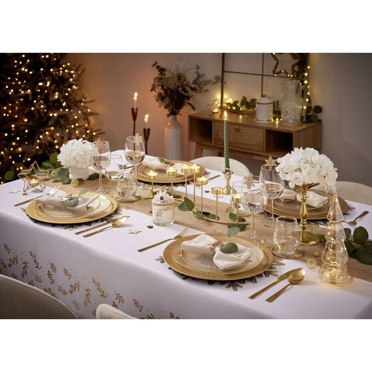 Set de table flocon de neige doré Ø38cm