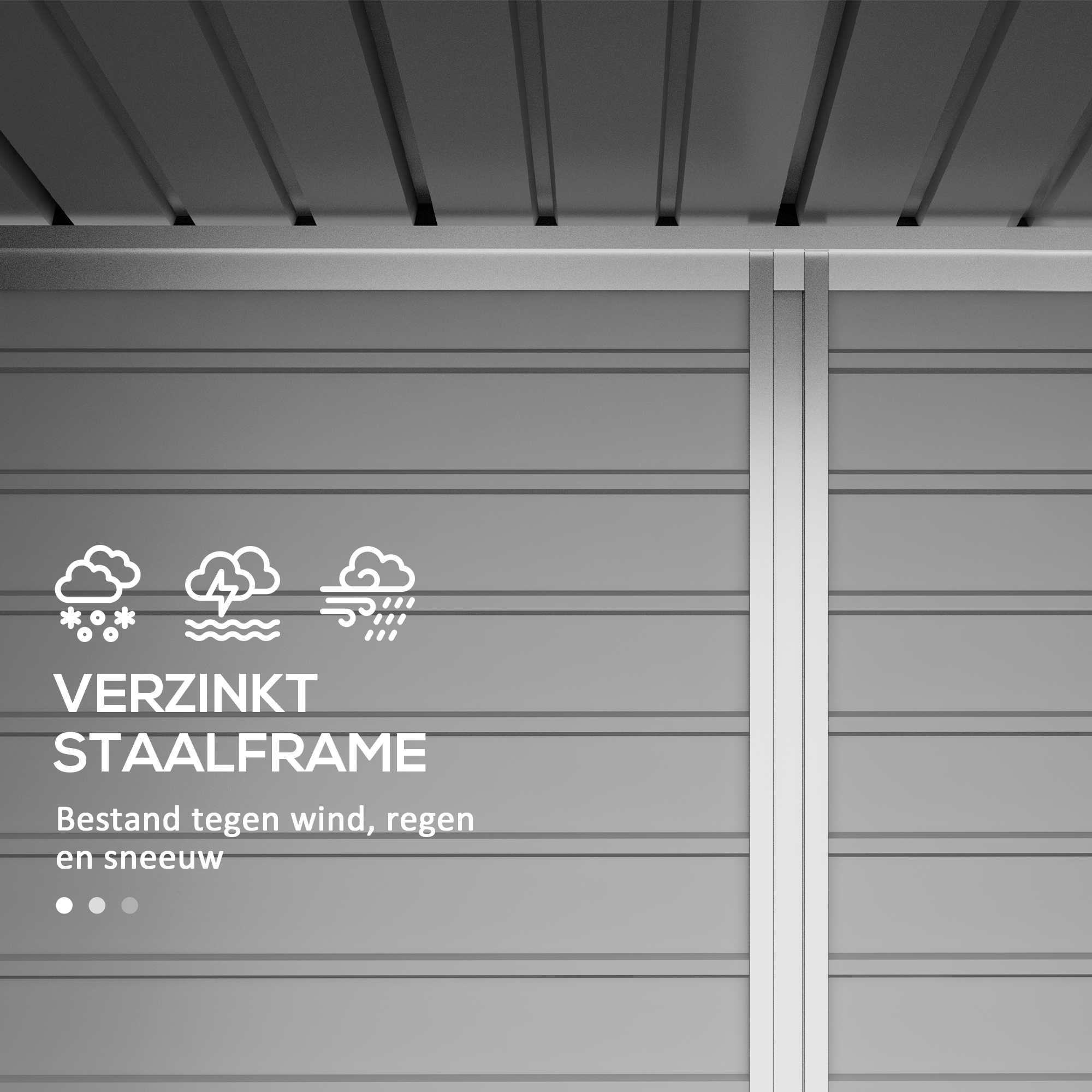 Outsunny Stalen tuinschuurtje, Geräteschuppen, Dubbele Deuren, 249B x 121D x 166/183H cm, Grijs