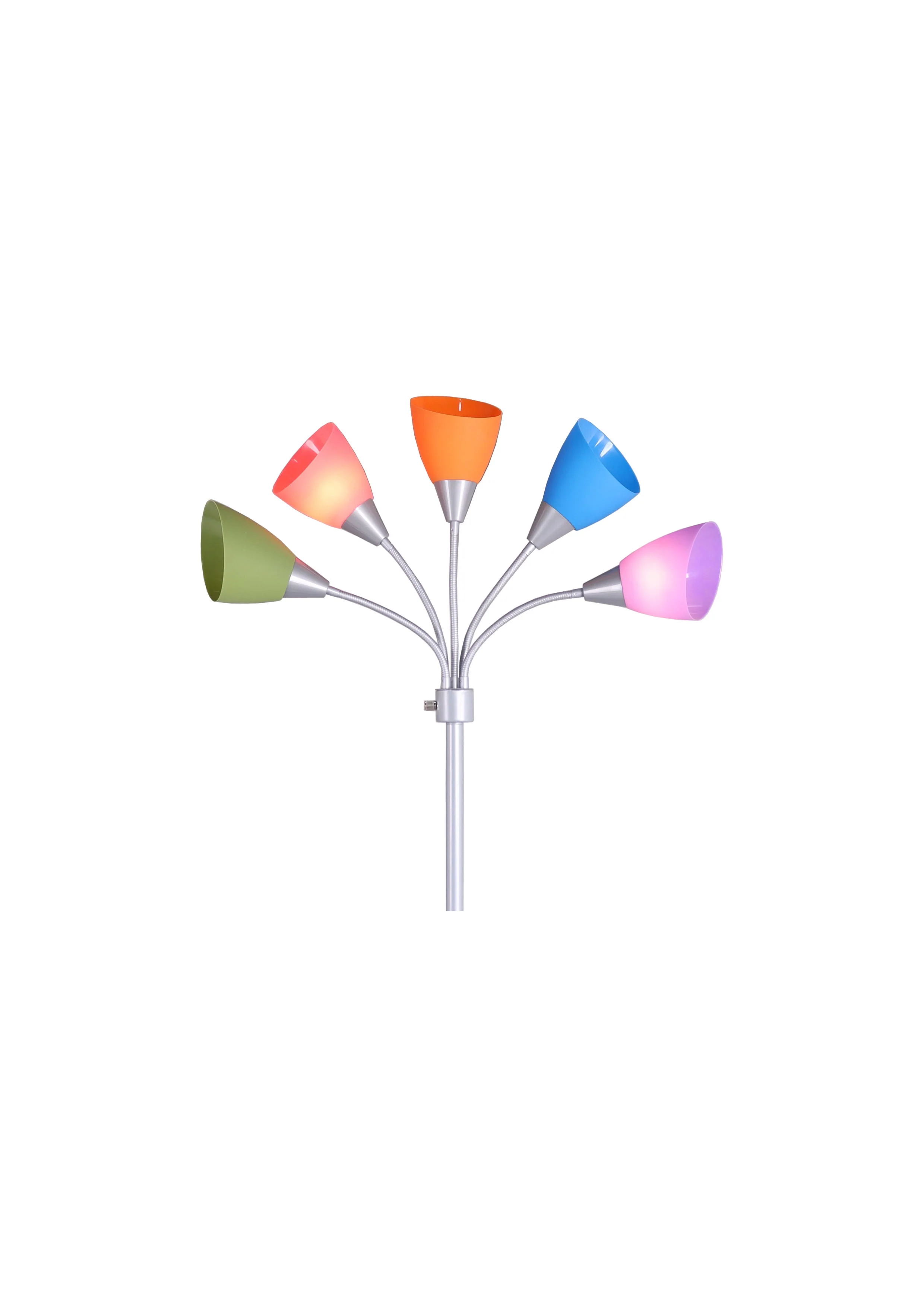 Mainstays 5 Light Floor Lamp, Multi-Color Shades, Metal Silver Finish, Modern, Young Adult Use