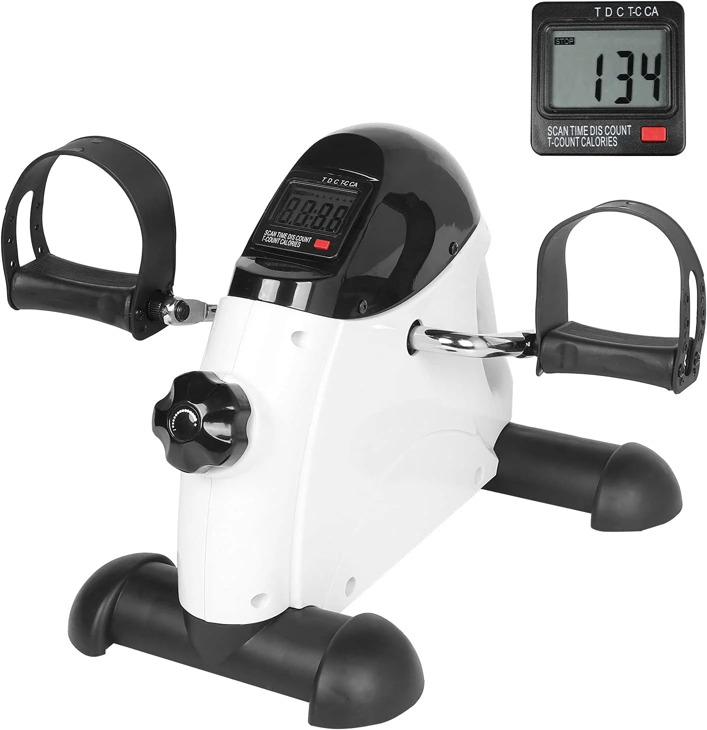 VIVIJASON Pedal Exerciser - Folding Portable Exercise Peddler - Under Desk Mini Exercise Bike for Arm/Leg Workout - Adjustable Fitness Rehab Equipment for Elderly Seniors with LCD Display