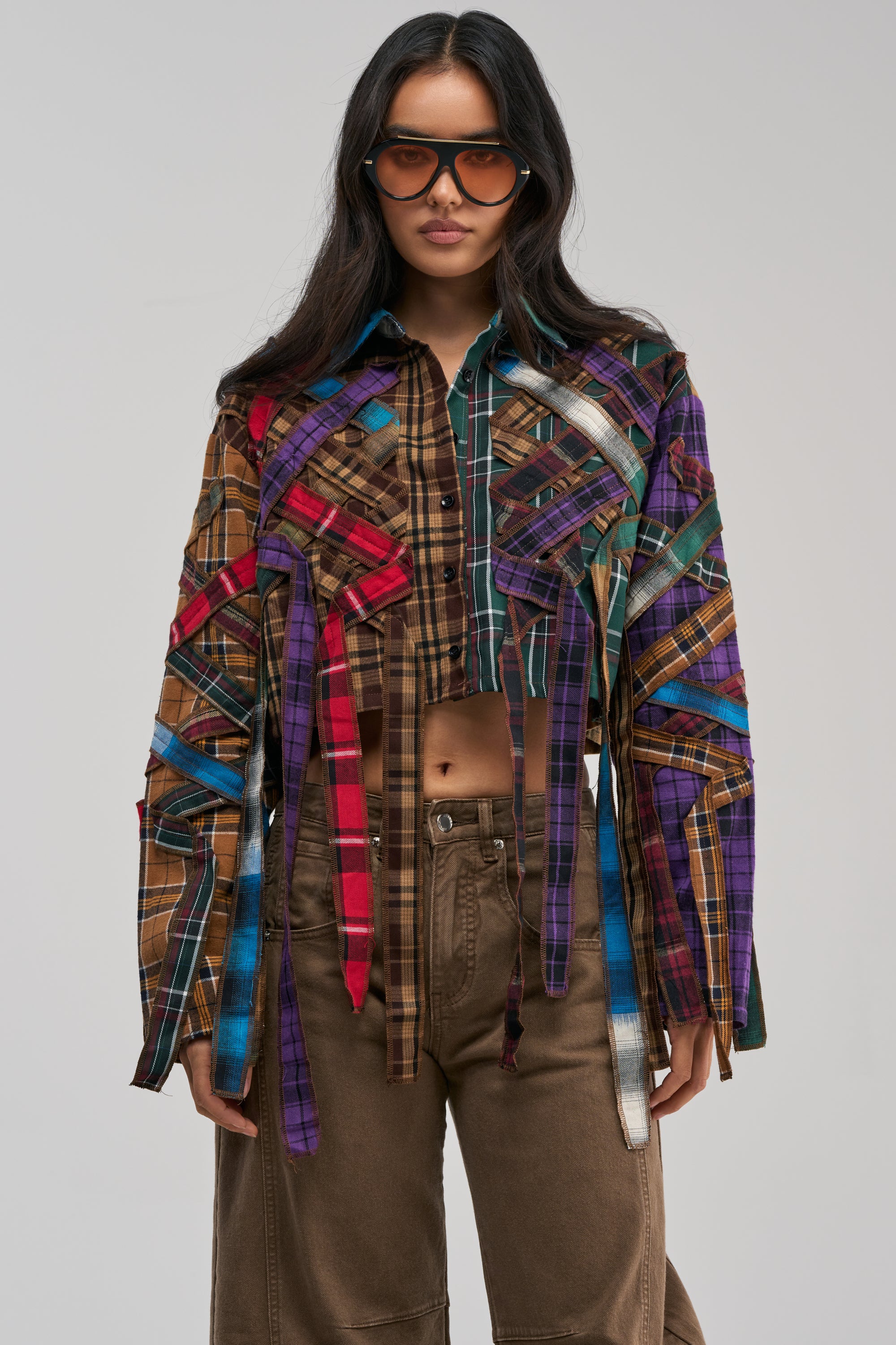 CRAZY FEELING MIXED PLAID BUTTON DOWN - Akira Store
