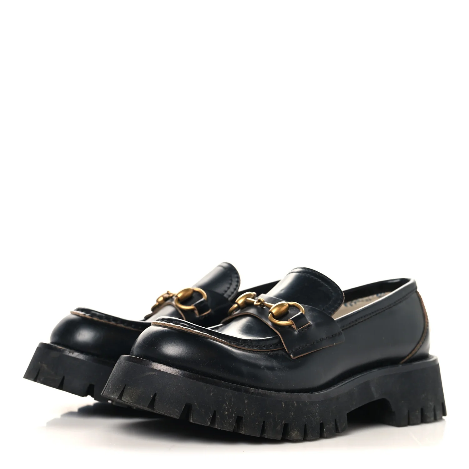Cordovan Lux Womens Harald Horsebit 25mm Platform Loafers 35 Black