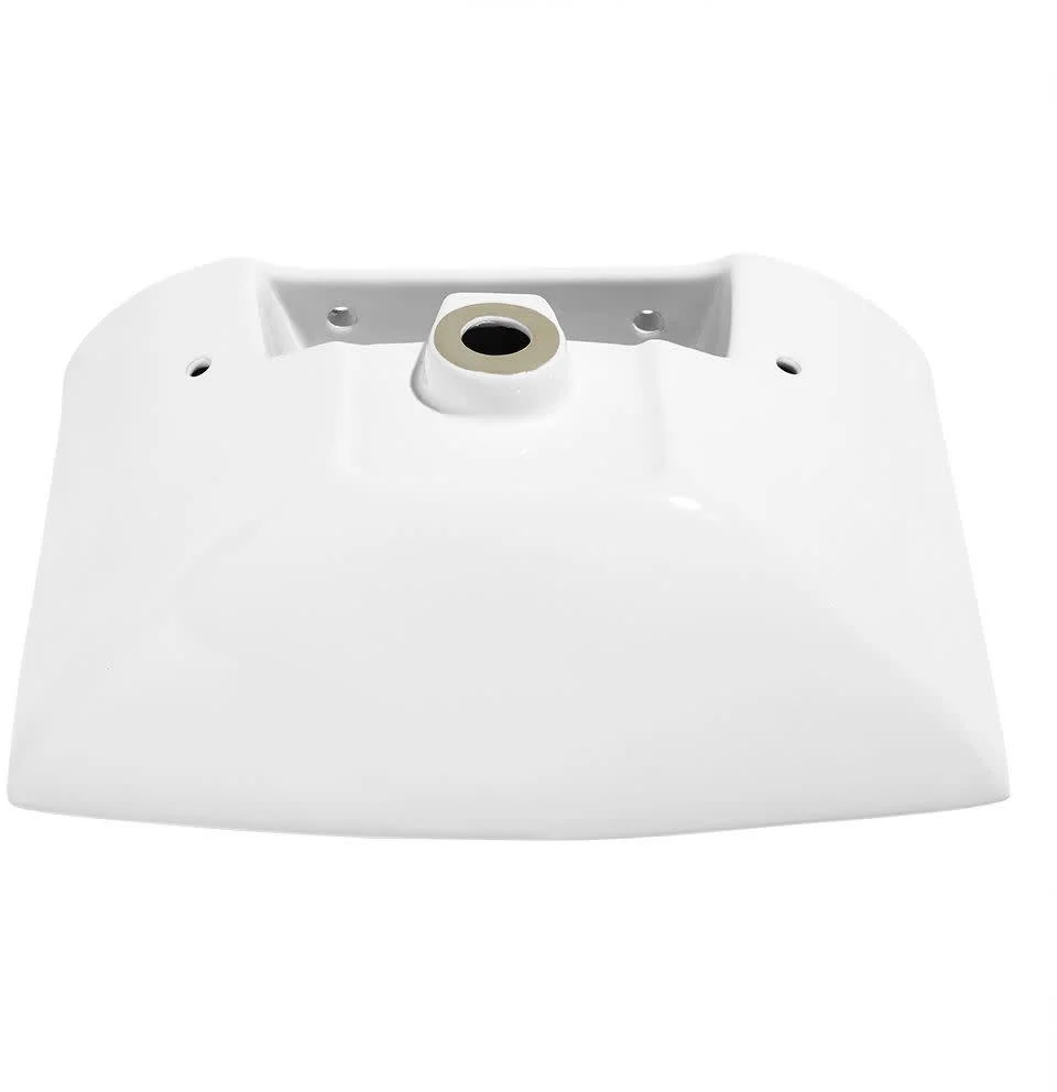 Pedestal Bathroom Sink Square Single Faucet Hole(White) - Image 9