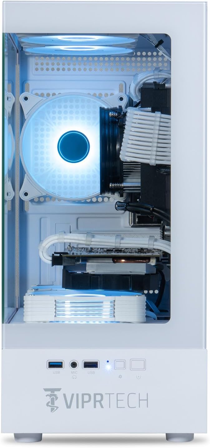 ViprTech Stryker 1.0 Gaming PC - AMD Ryzen 7 (4.1GHz Turbo)  RX 580 8GB  16GB DDR4  500GB SSD  700W PSU  WiFi BT USB-C  Win 11 Pro  RGB  Desktop Computer Prebuilt  White
