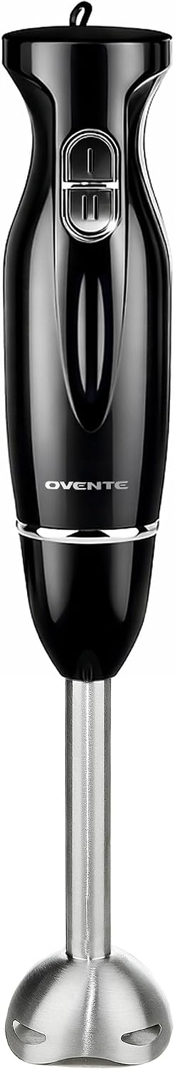 OVENTE Electric Corded Hand Blender, 300W with 2 Mixing Speeds Black HS560B| Handheld Immersion Stick Mixer with Stainless Steel Blades for Smoothies, Purees & Baby Food