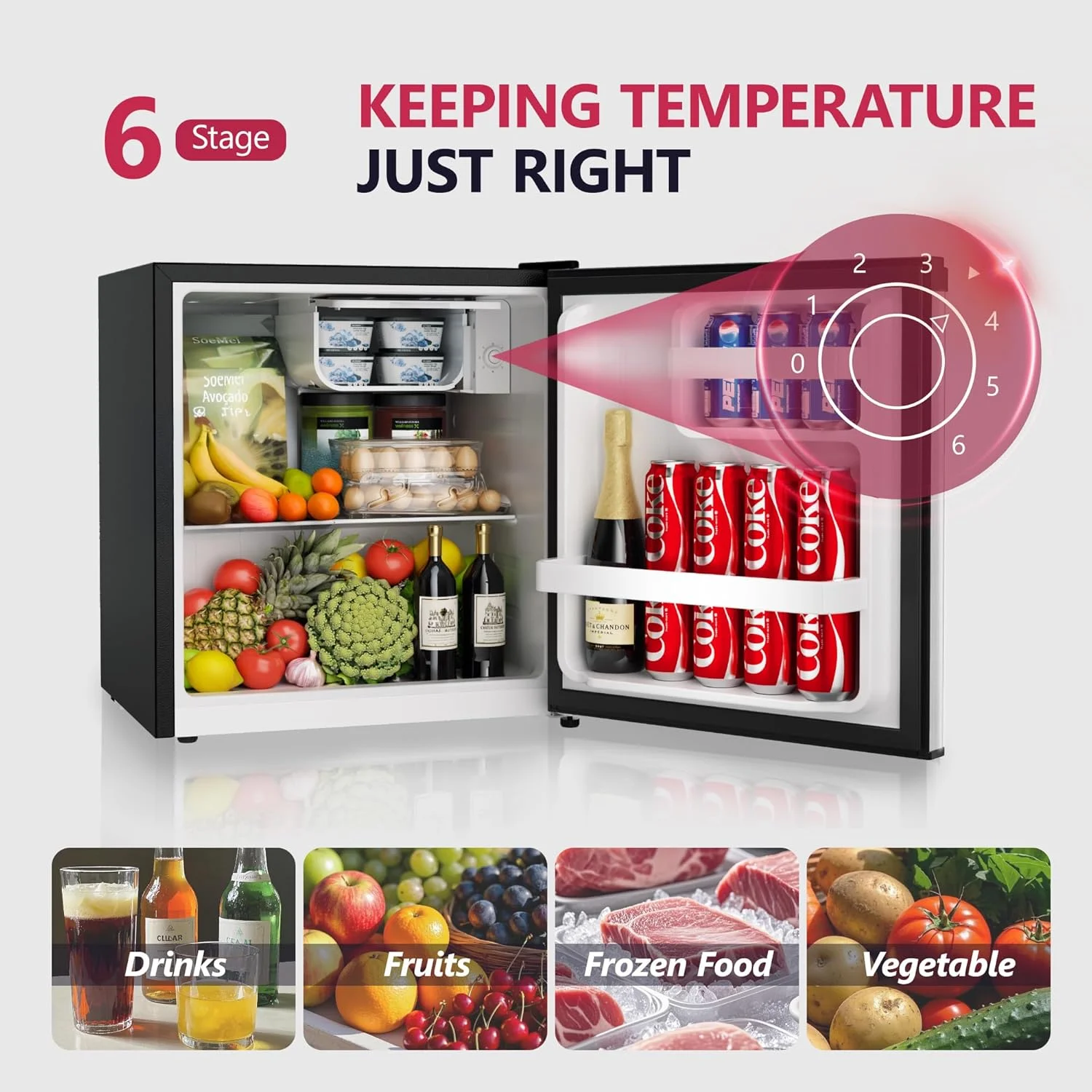1.7 Cu.Ft Mini Fridge with Freezer, Single Reversible Door Compact Refrigerator, Adjustable ThermostatEnergy Saving Mini Fridge for Bedroom, Dorm, Office, Low Noise, Silver(Silver) - Image 2