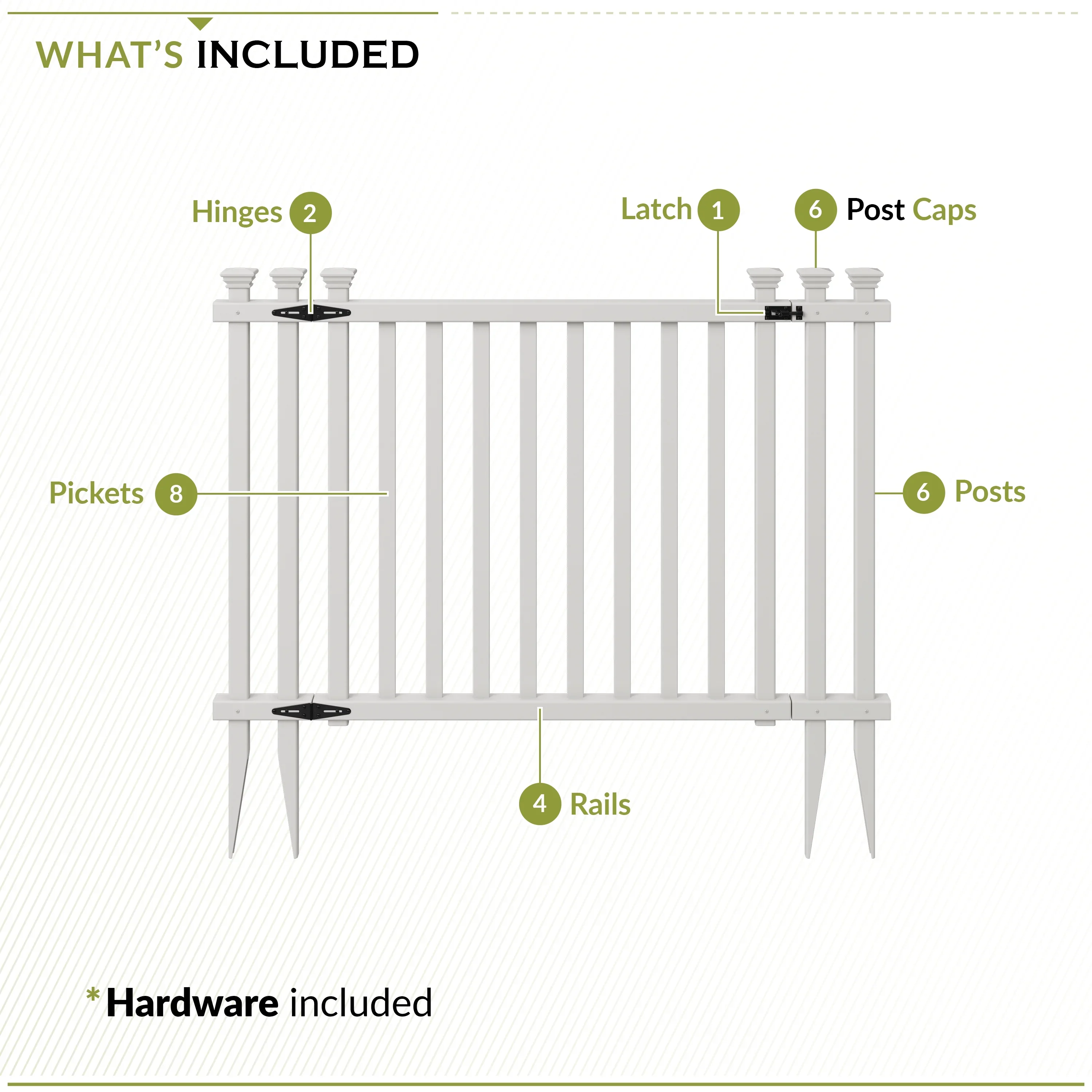 36in H x 51in W (1 Gate) No Dig Zippity Baskenridge Gate Kit, White Vinyl Picket Fence Gate Kit for Baskenridge Fence Panels, Gate for Backyard, Patio, Outdoor, & Garden Fence, ZP19038