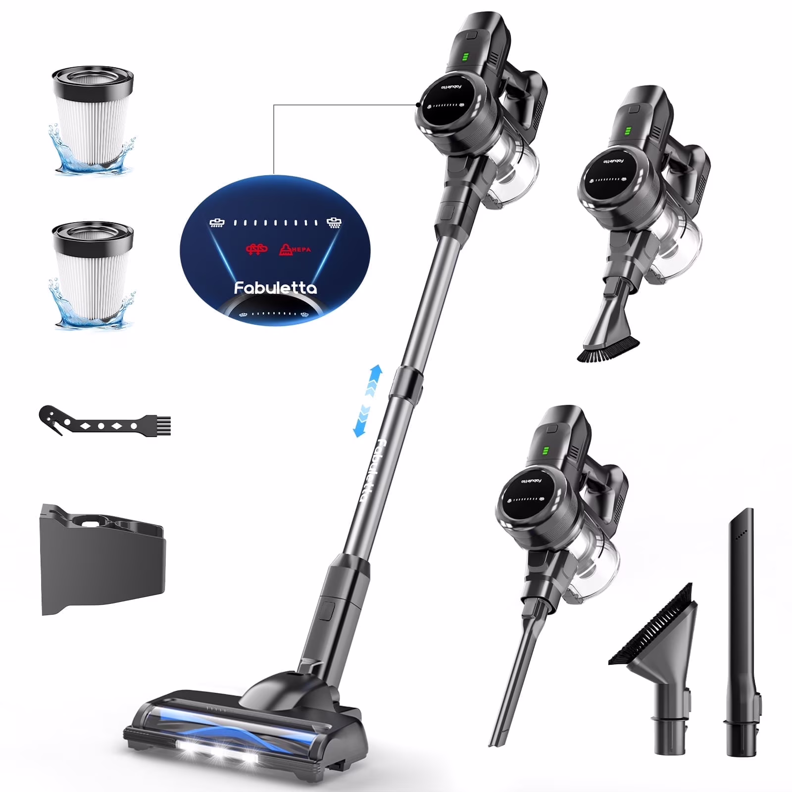 Cordless Vacuum Cleaner 35KPA Self-Standing Stick Vacuum 50min 400W Vac for Home Pet Hair Car Carpet Hardwood Floor, Black(Black)