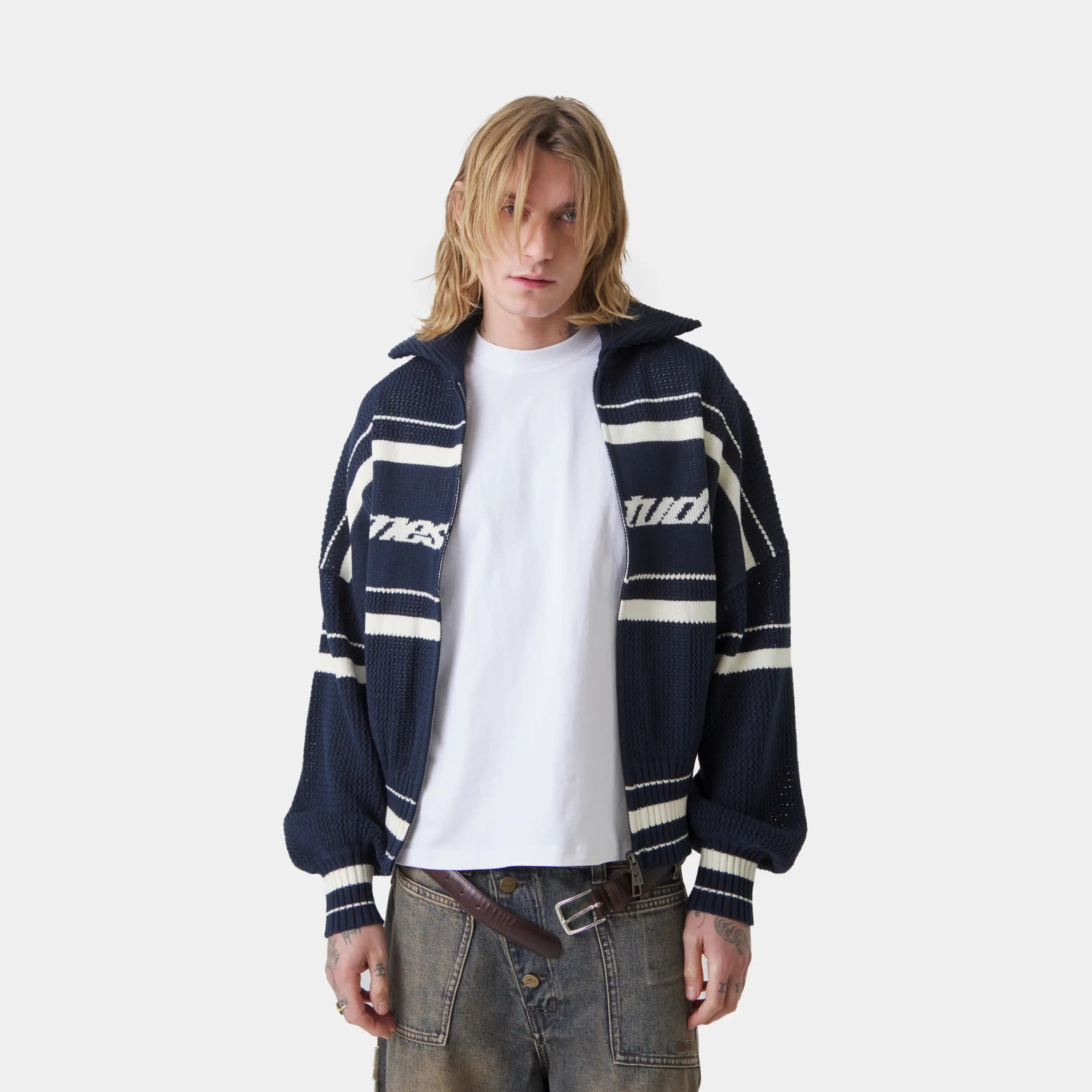 Unit Navy Zipper Knit