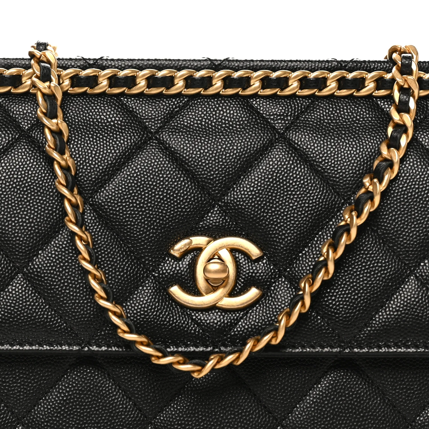 Caviar Quilted Chain Frame Flap Black