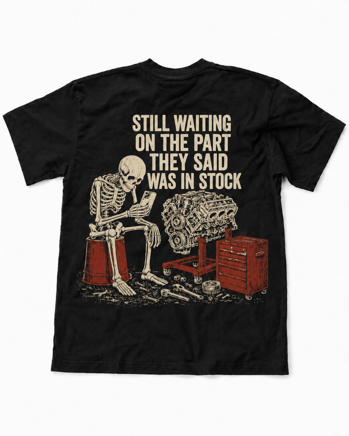 Still Waiting on the Part: Full Garage Scene T-Shirt
