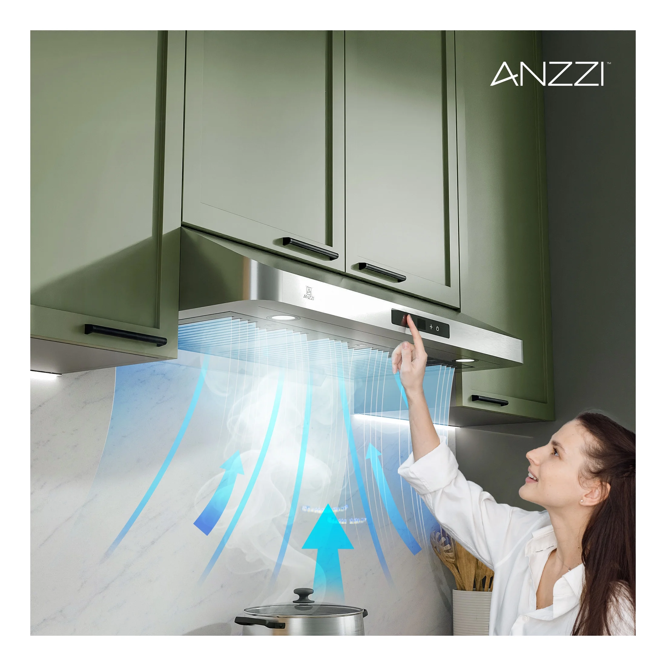 Anzzi RH - AZ0391TSS 36 In. 600 CFM 4 - Speed Stainless Steel Under Cabinet Convertible Residential Range Hood with LED Lamp