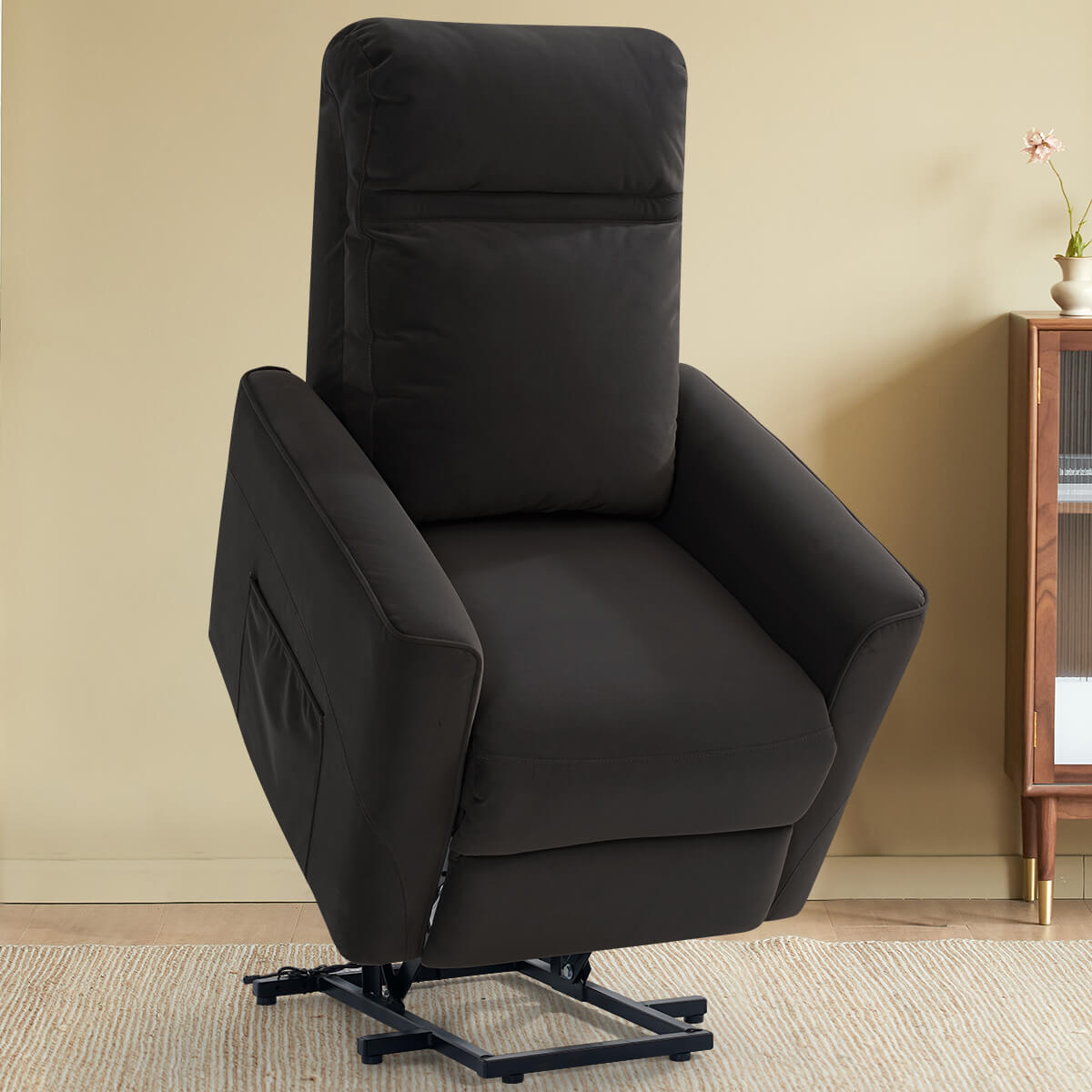 Fauteuil releveur électrique avec massage par pétrissage, en tissu