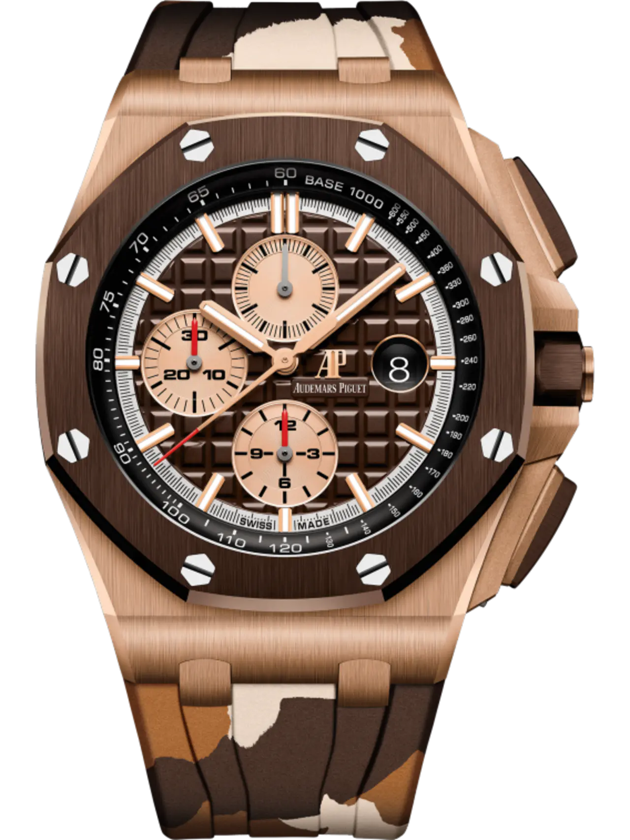 【Super Clone】A&P OFFSHORE Pink Gold Brown Camouflage Dial CHRONOGRAPH 44mm 26401RO.OO.A087CA.01