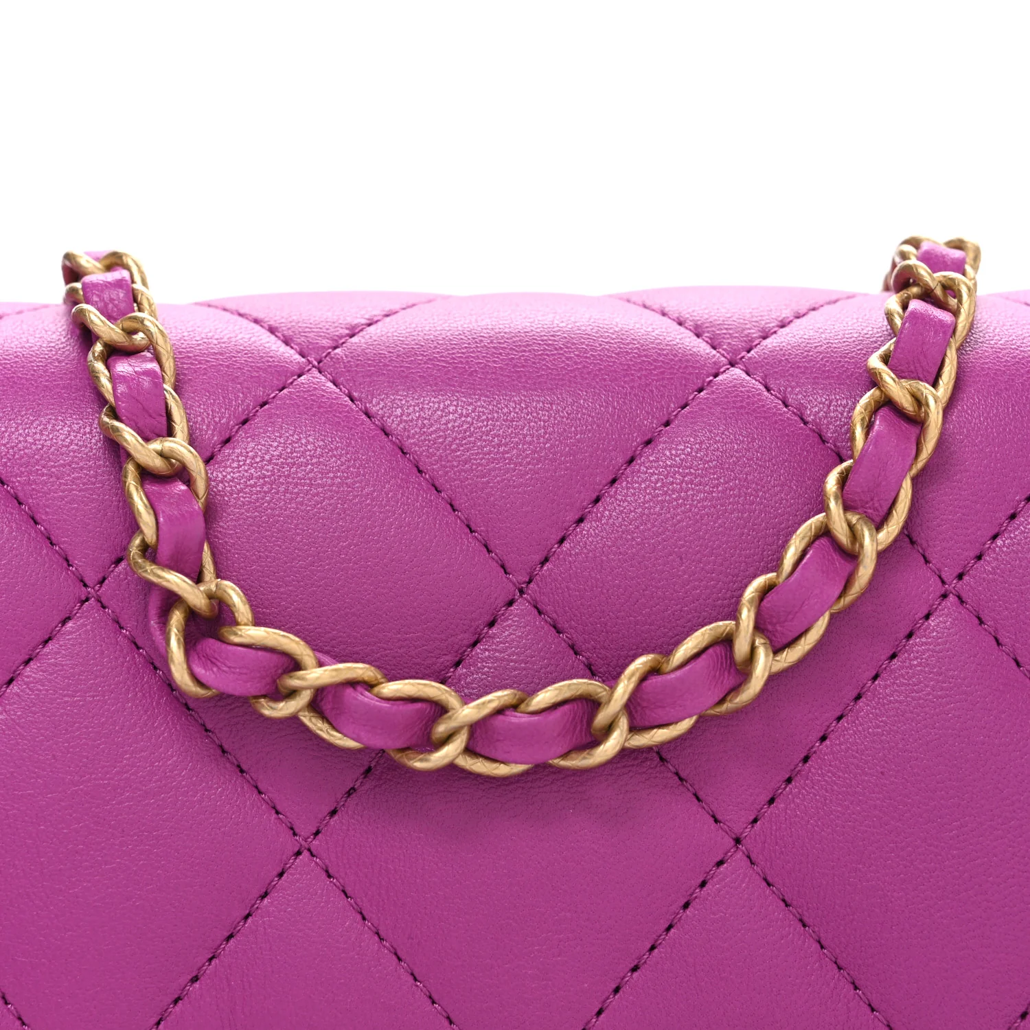 Lambskin Quilted CC Small Dynasty Flap Purple