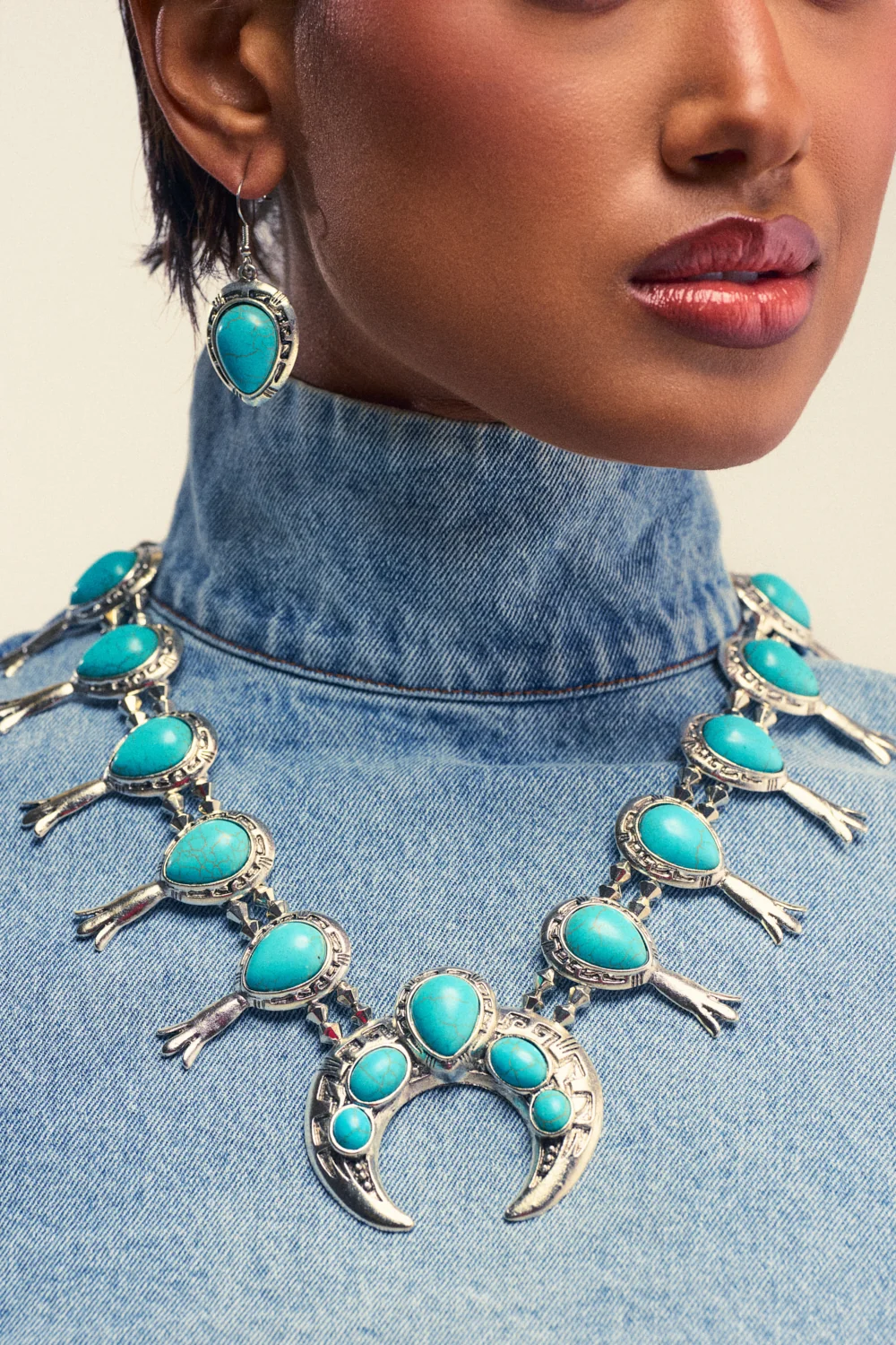 MALINA EMBELLISHED TURQUOISE NECKLACE SET - Akira Store