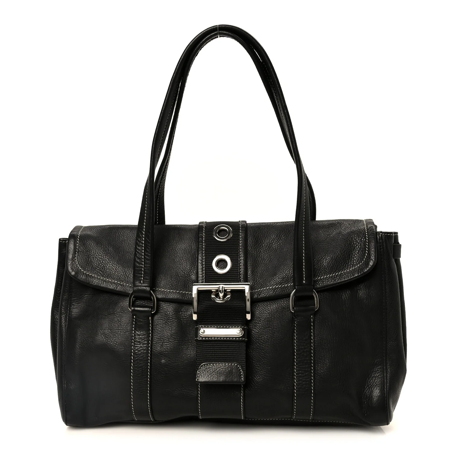 Calf Pocket Shoulder Bag Black