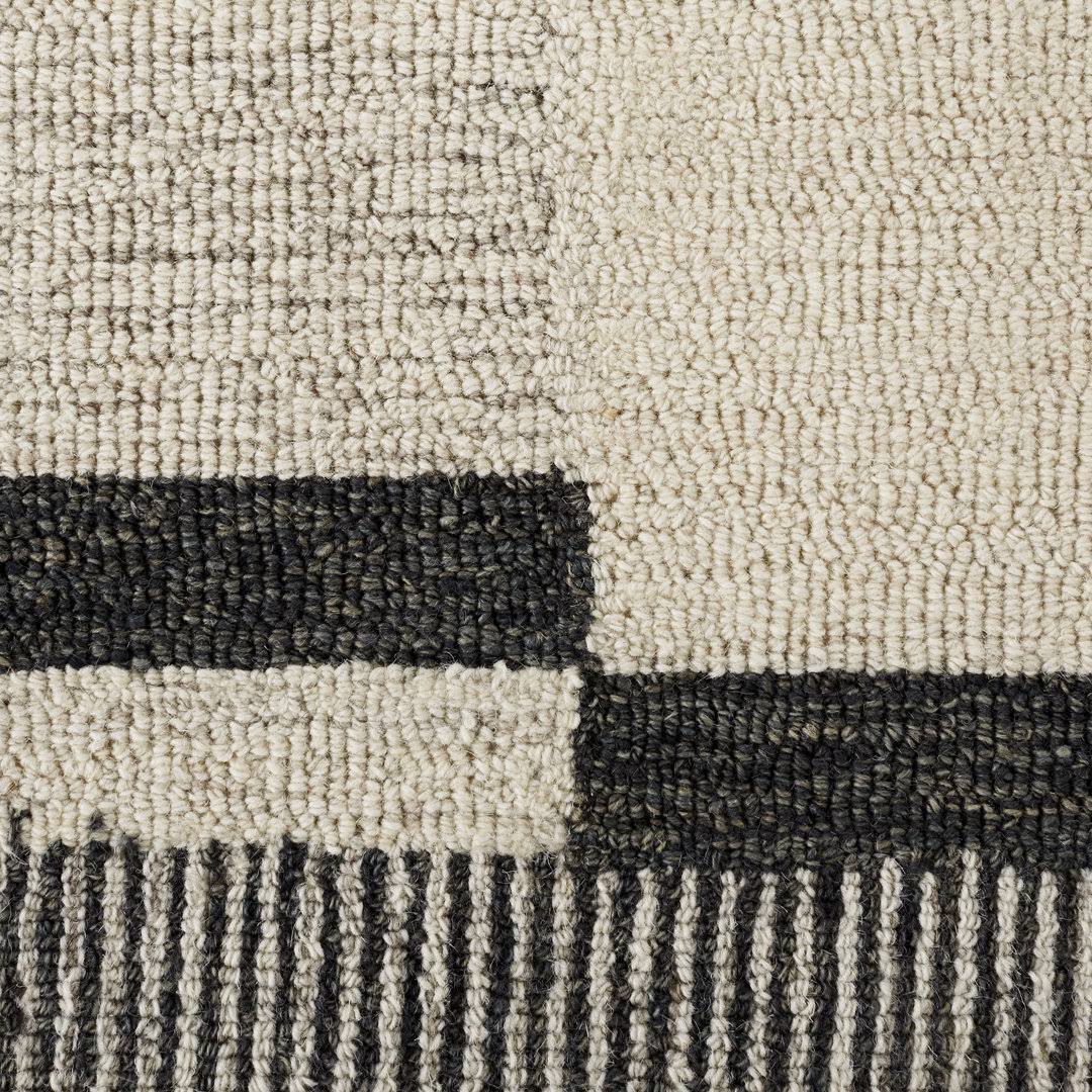 Uptown Striped Handmade Tufted Wool Cream/Black Area Rug AllModern Rug Size: Square 8'