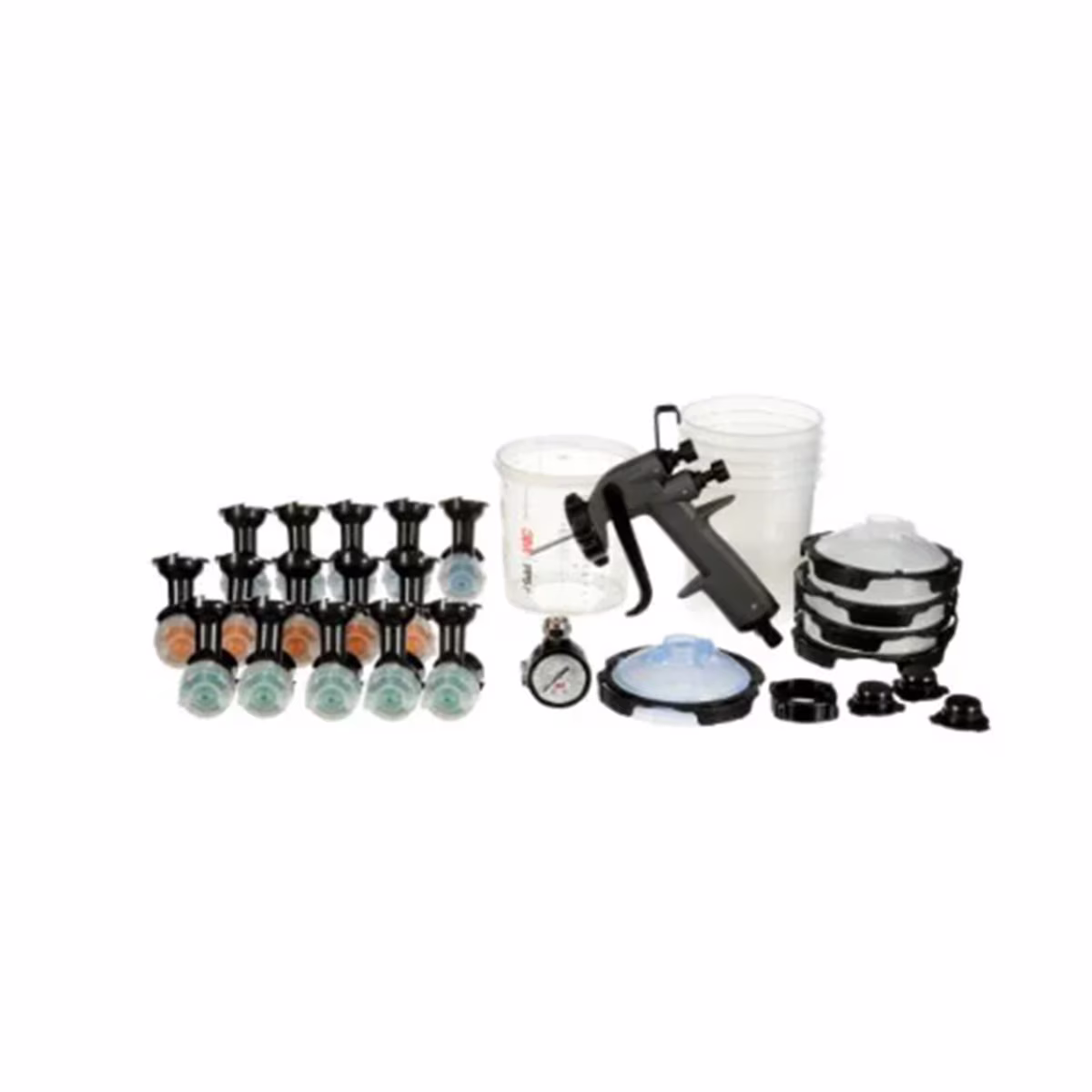 3M Performance Spray Gun Starter Kit, 26778, Includes PPS 2.0 Paint Spray Cup System, 15 Replaceable Gravity HVLP Atomizing Heads, Air Control Valve